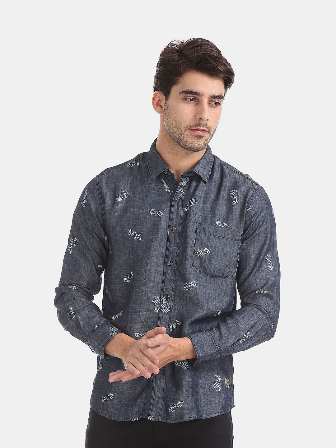 

Newport Men Blue Printed Casual Shirt