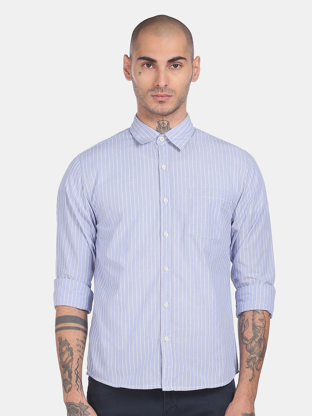 

Ruggers Men Blue Striped Casual Shirt