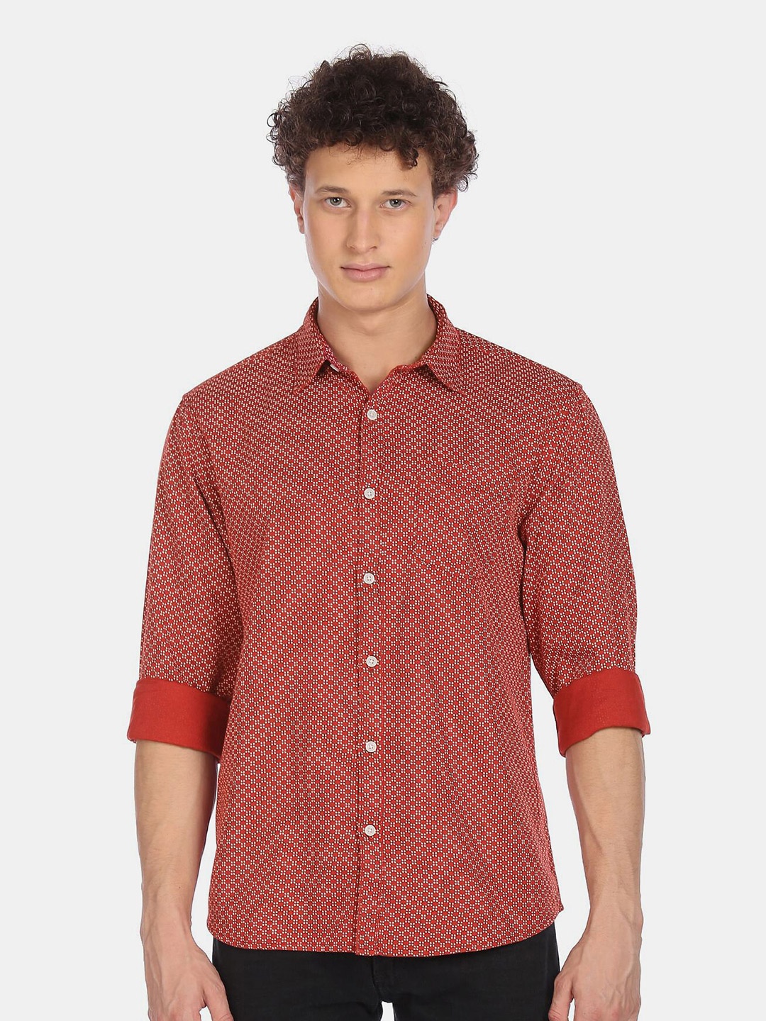 

Ruggers Men Red Printed Casual Shirt