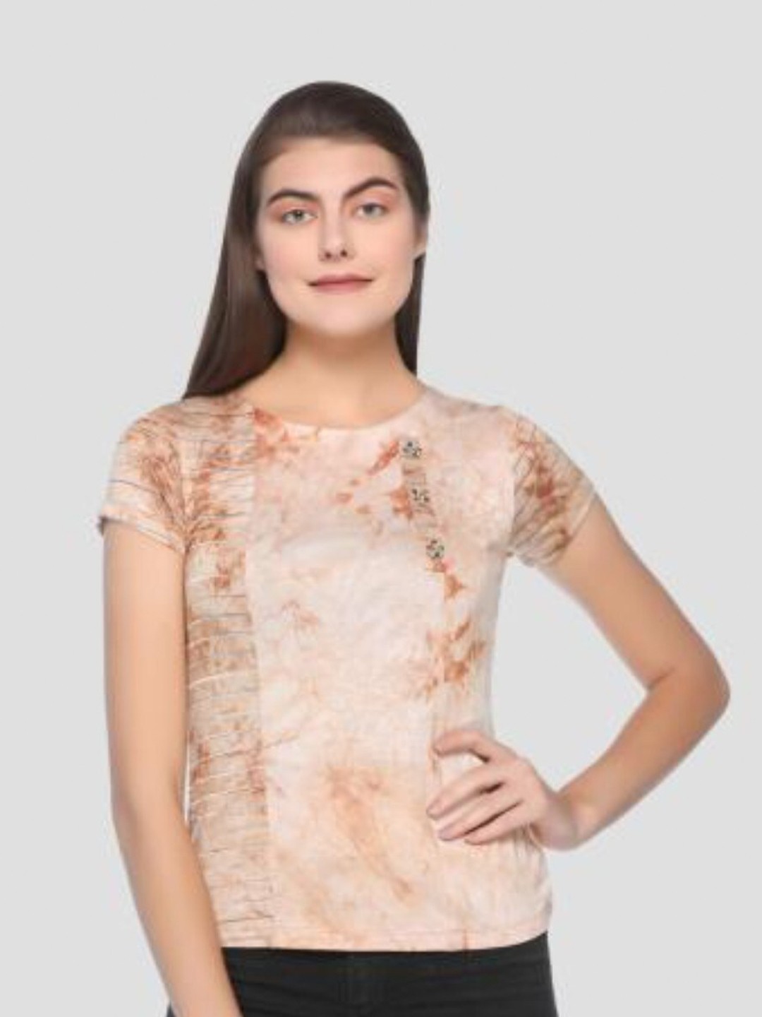 

armure Women Beige Tie & Dye Regular Top