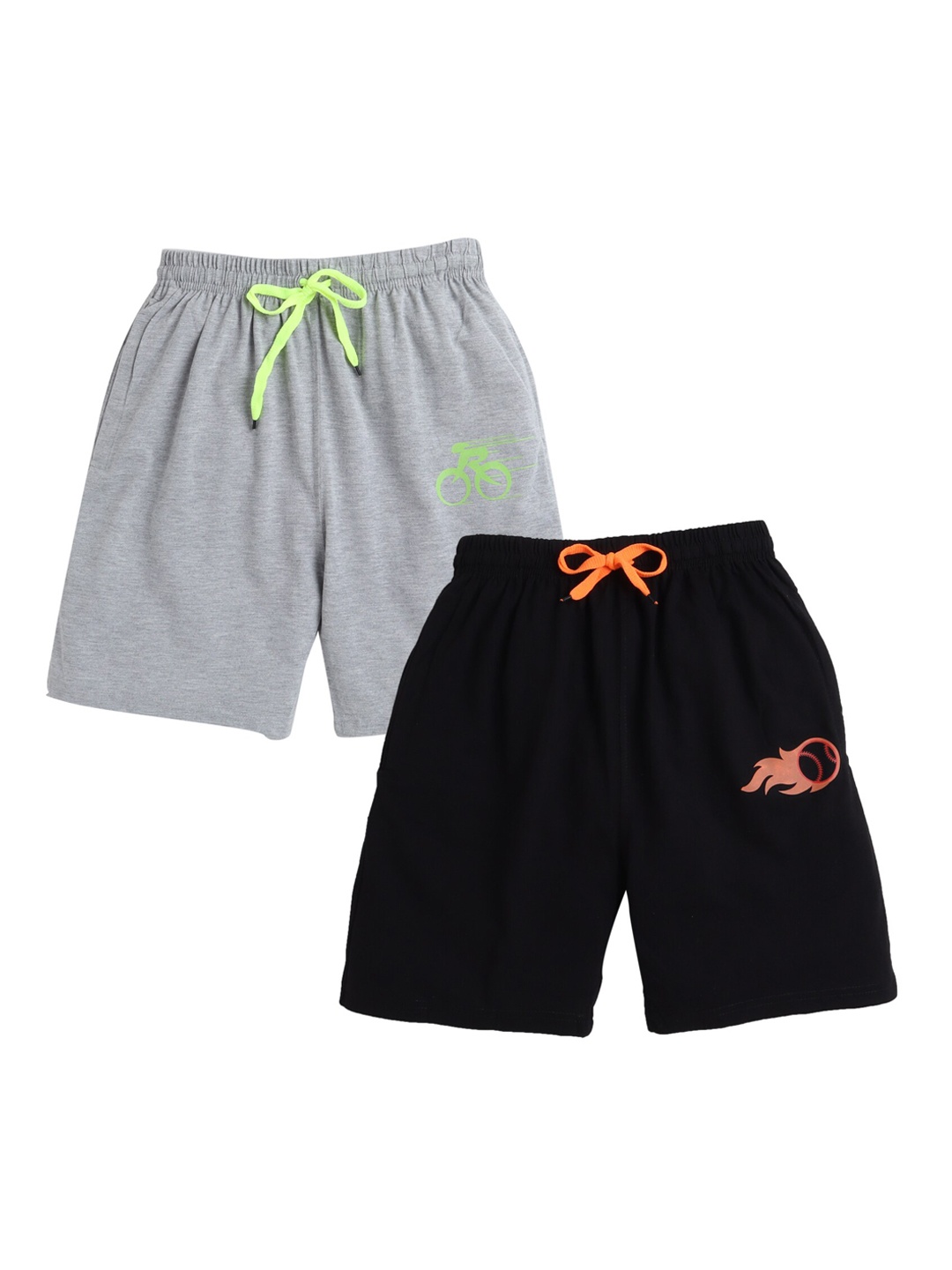 

Hopscotch Boys Pack of 2 Grey Melange & Black Regular Shorts