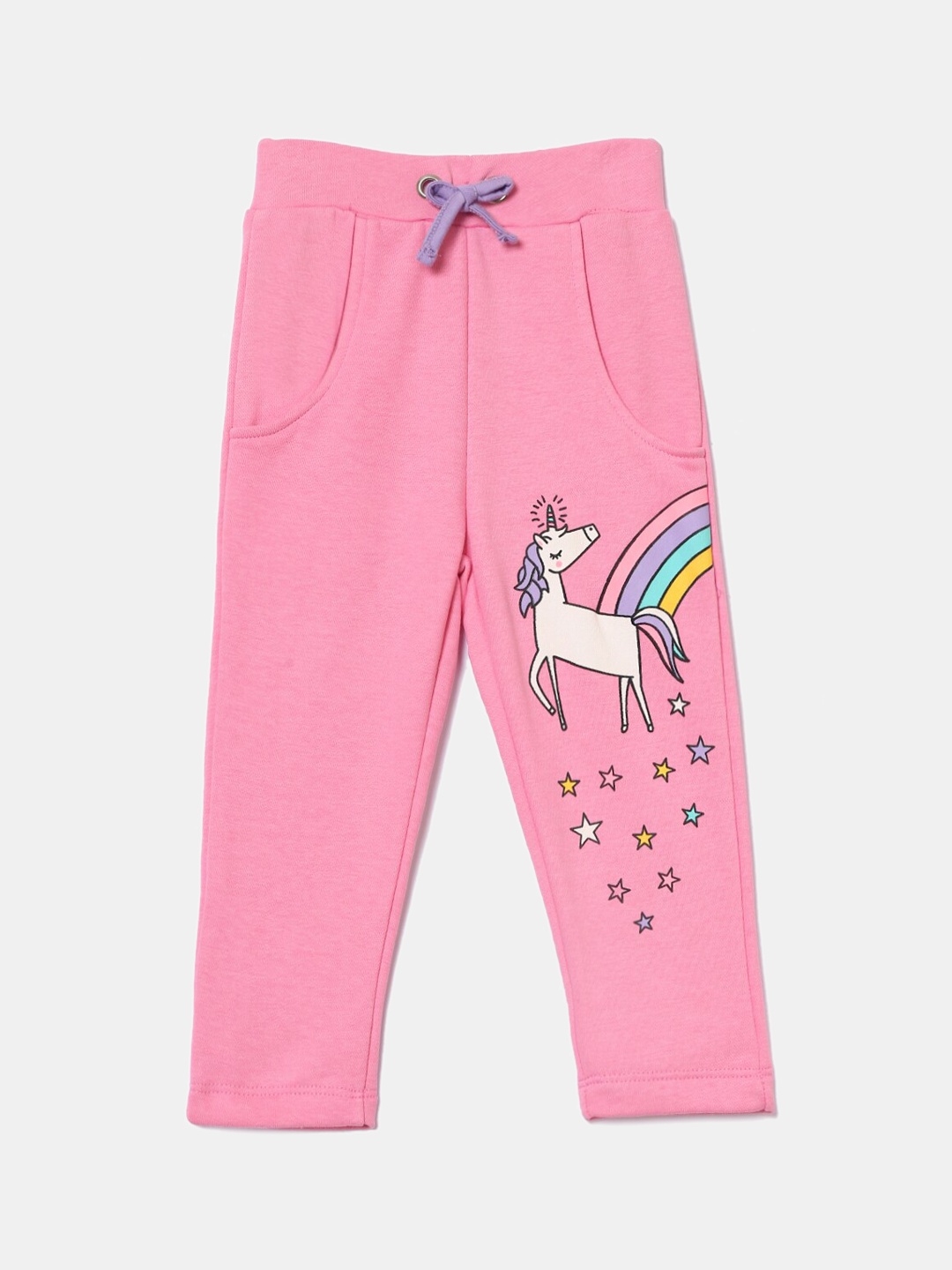 

Hopscotch Girls Pink Graphic Cotton Trackpant