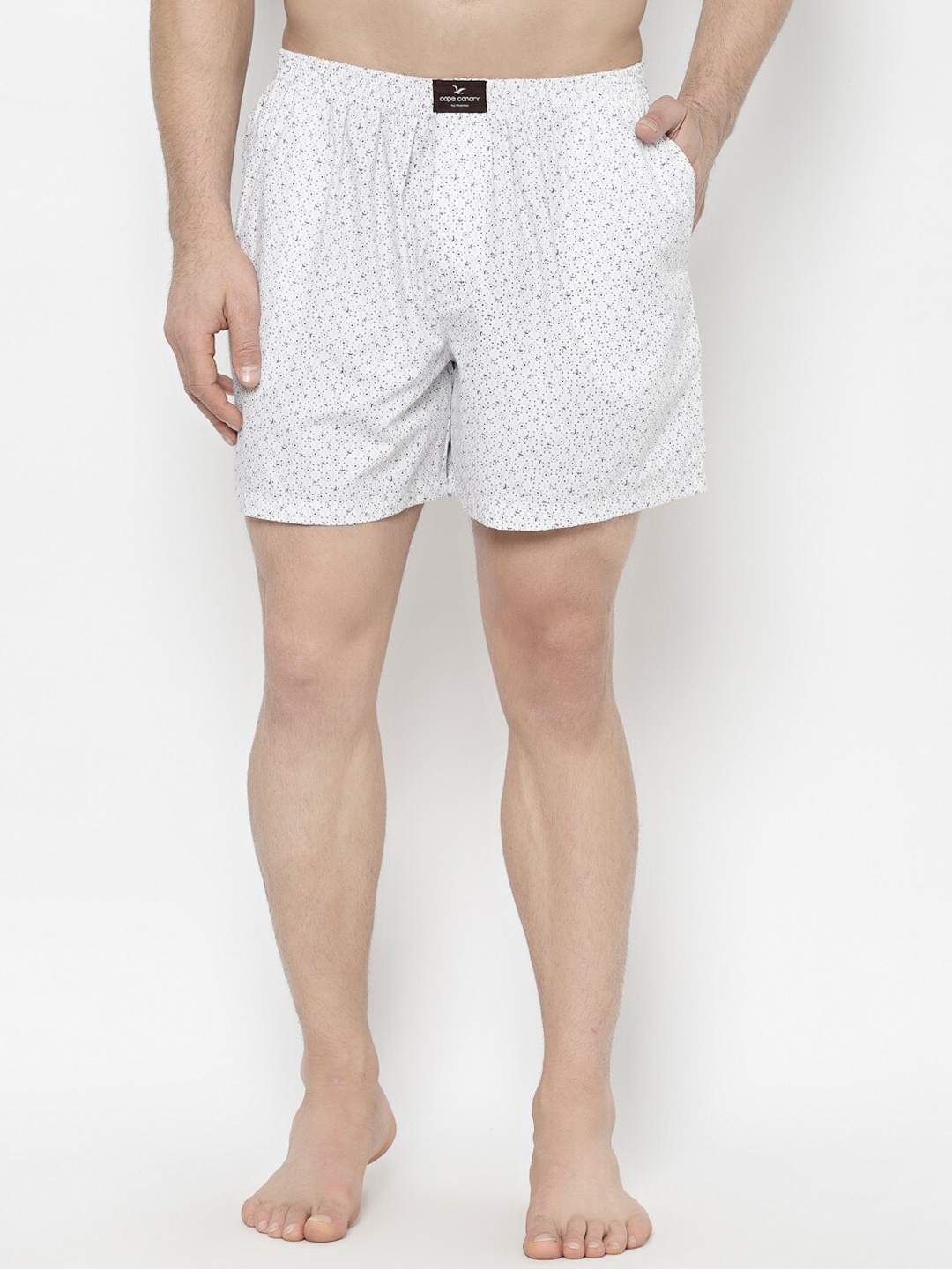 

cape canary Men White Printed Cotton Boxers - CCAMBXBUBLELEAFWHT-2812