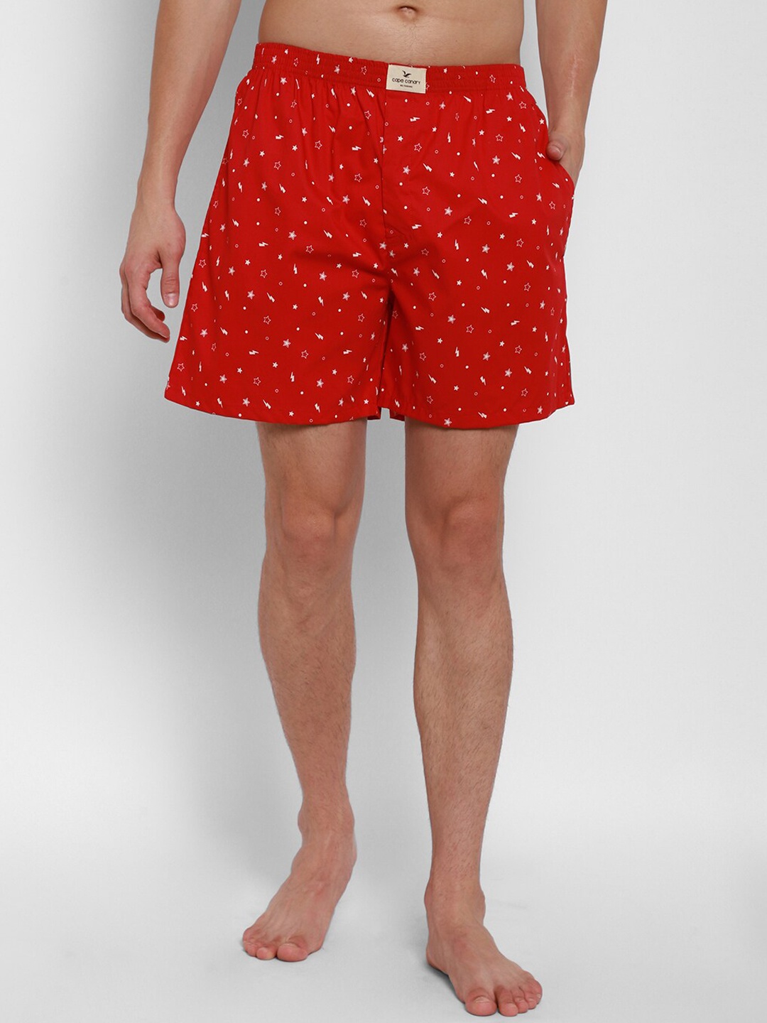 

cape canary Men Red & White Printed Cotton Boxer CCAMBXSTARLIGHTRED-2812
