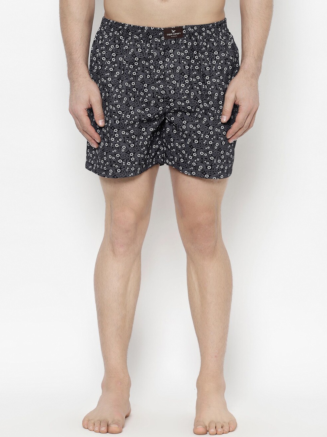 

cape canary Men Black & White Printed Cotton Boxers CCAMBXPAISLEYBLK-2812