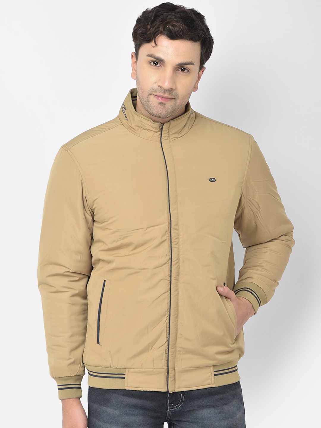 

COBB Men Beige Lightweight Bomber Jacket