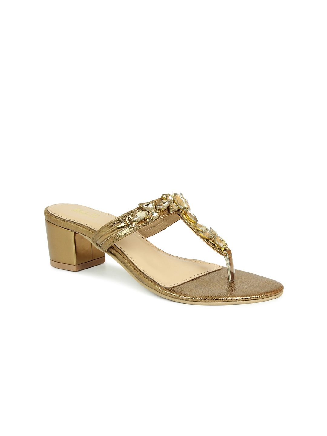 

Inc 5 Gold-Toned Embellished Ethnic Block Sandals