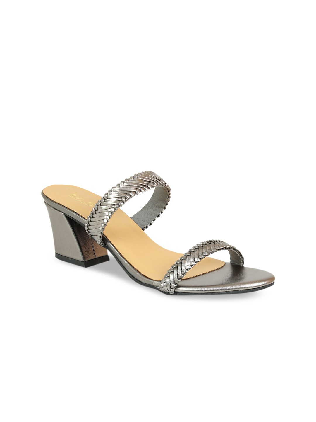 

Inc 5 Women Grey Textured Block Sandals