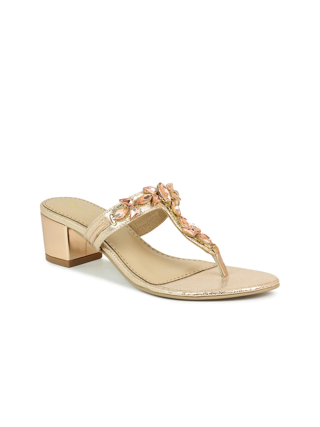 

Inc 5 Rose Gold Textured Ethnic Block Sandals