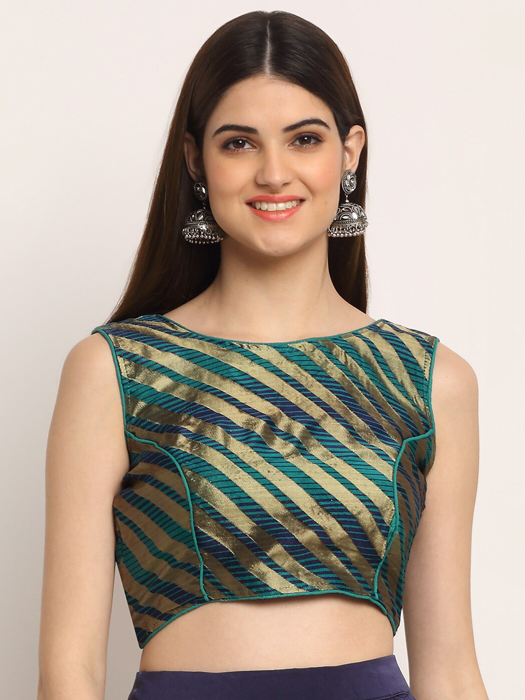 

Grancy Woman Green Printed Saree Blouse