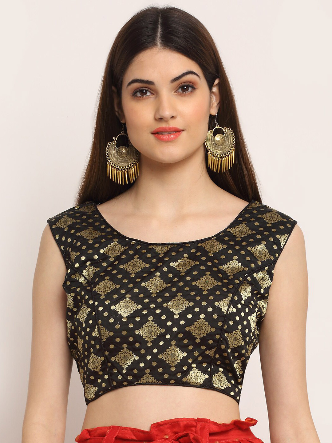 

Grancy Woman Black Printed Saree Blouse