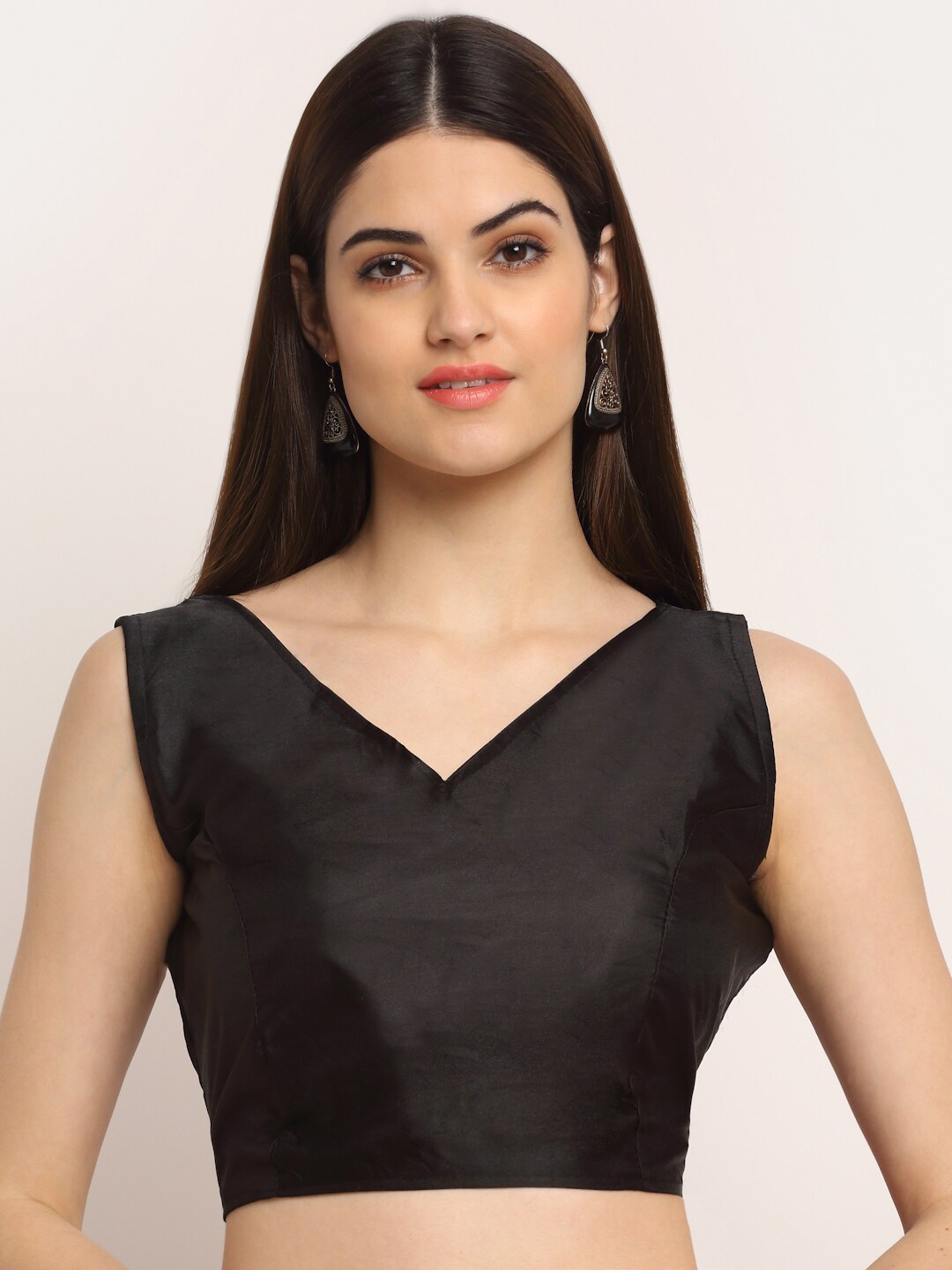 

Grancy Women Black Solid Saree Blouse