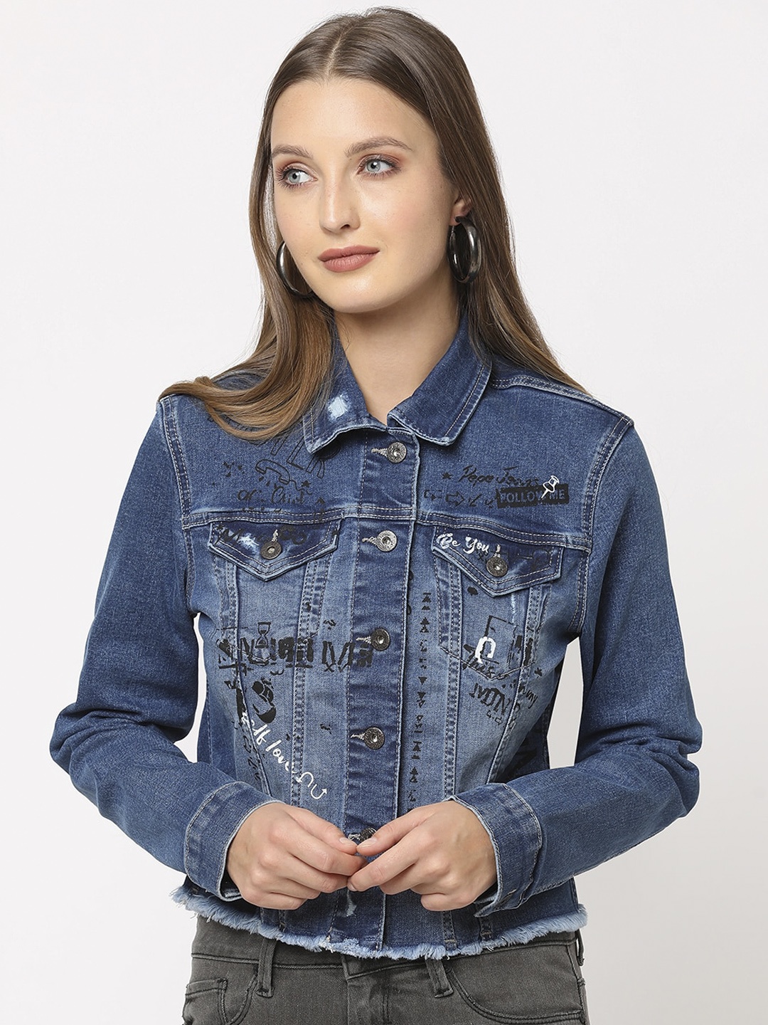 

Pepe Jeans Women Blue Washed Denim Jacket