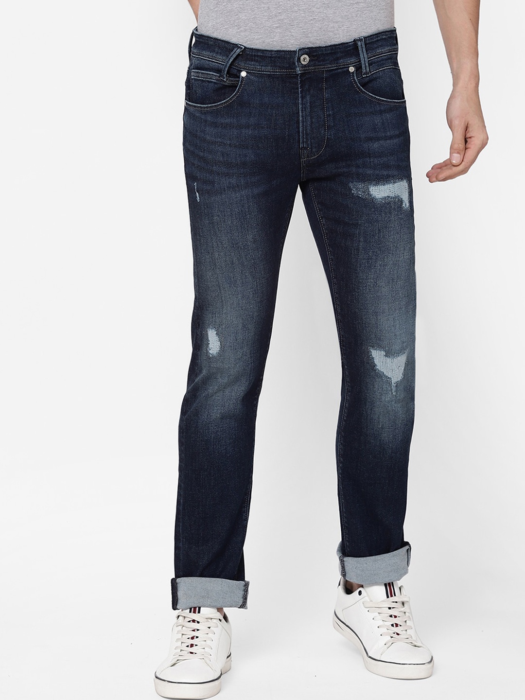 

Pepe Jeans Men Mildly Distressed Light Fade Stretchable Jeans, Blue