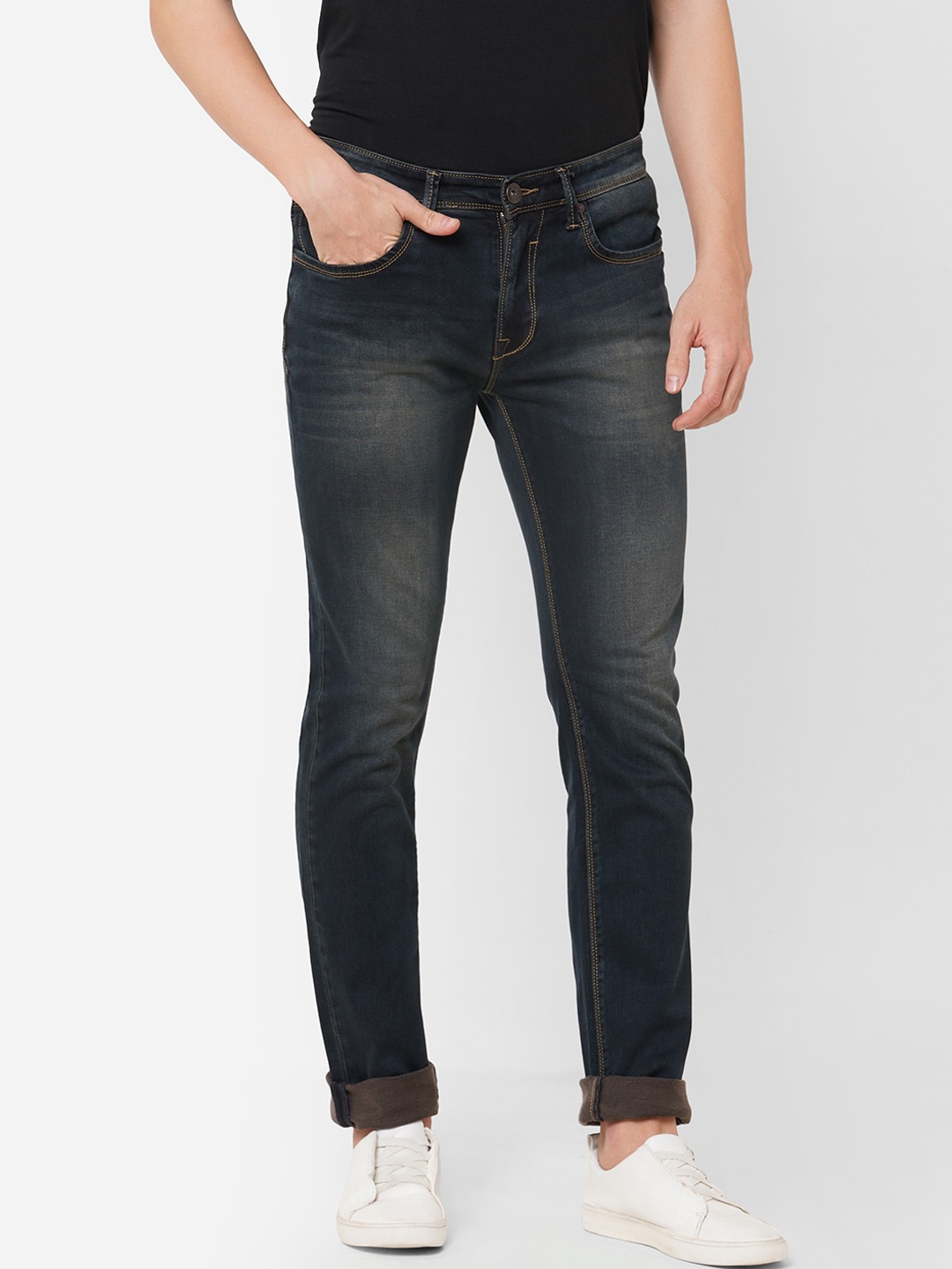 

Pepe Jeans Men Blue Mildly Distressed Light Fade Regular Fit Stretchable Jeans