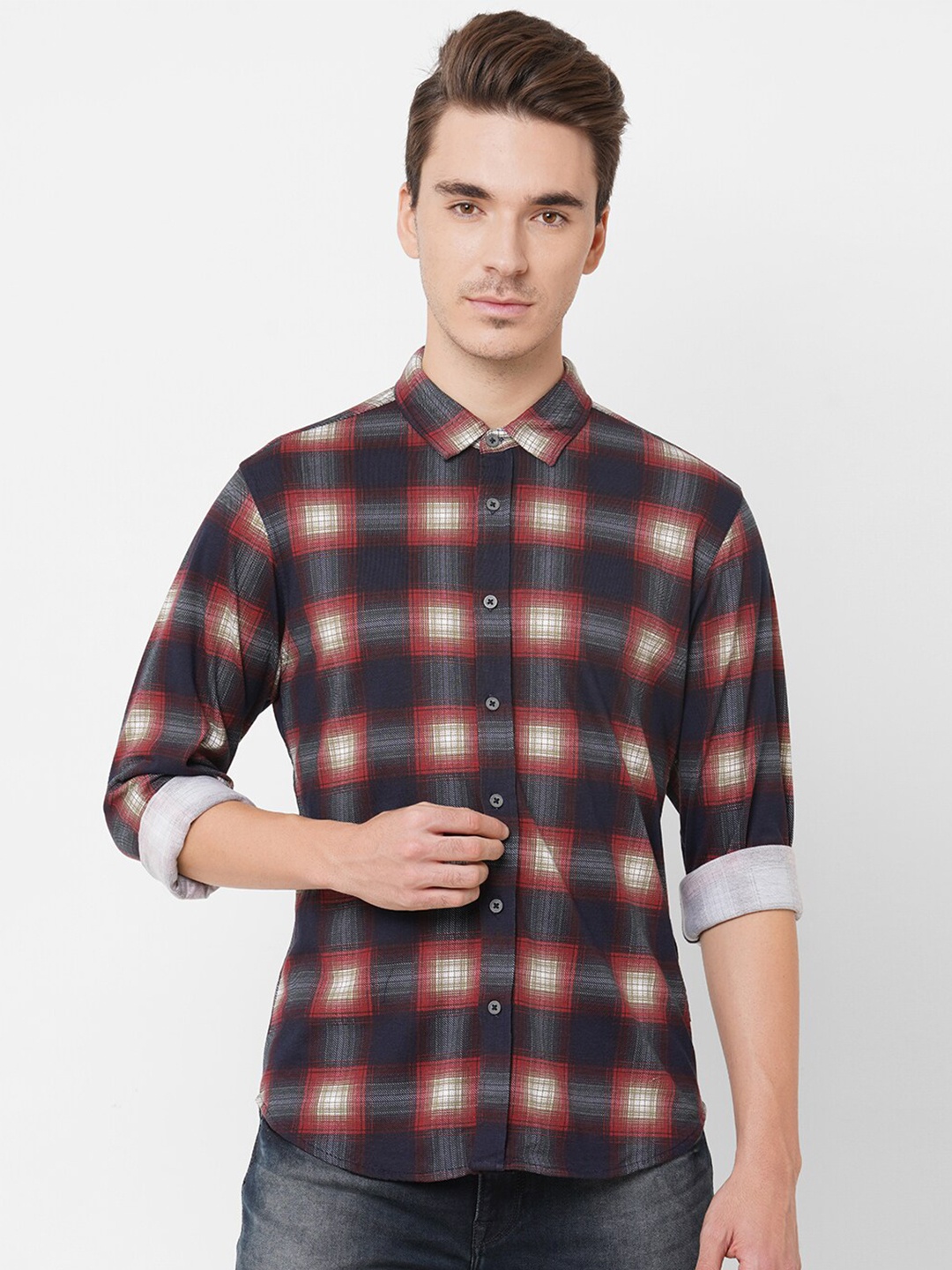

Pepe Jeans Men Maroon Checked Casual Shirt