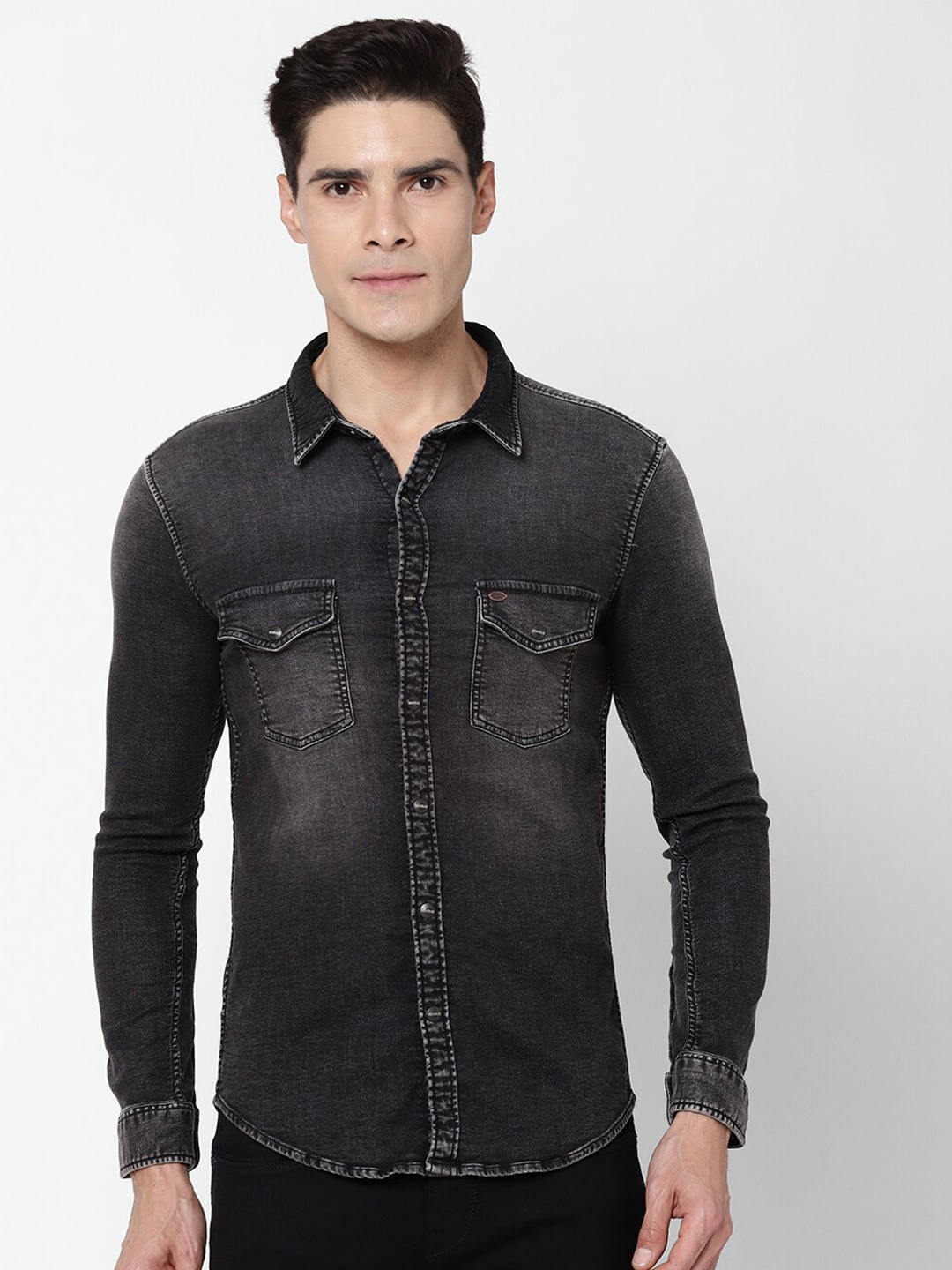 

Pepe Jeans Men Grey Faded Regular Fit Casual Shirt