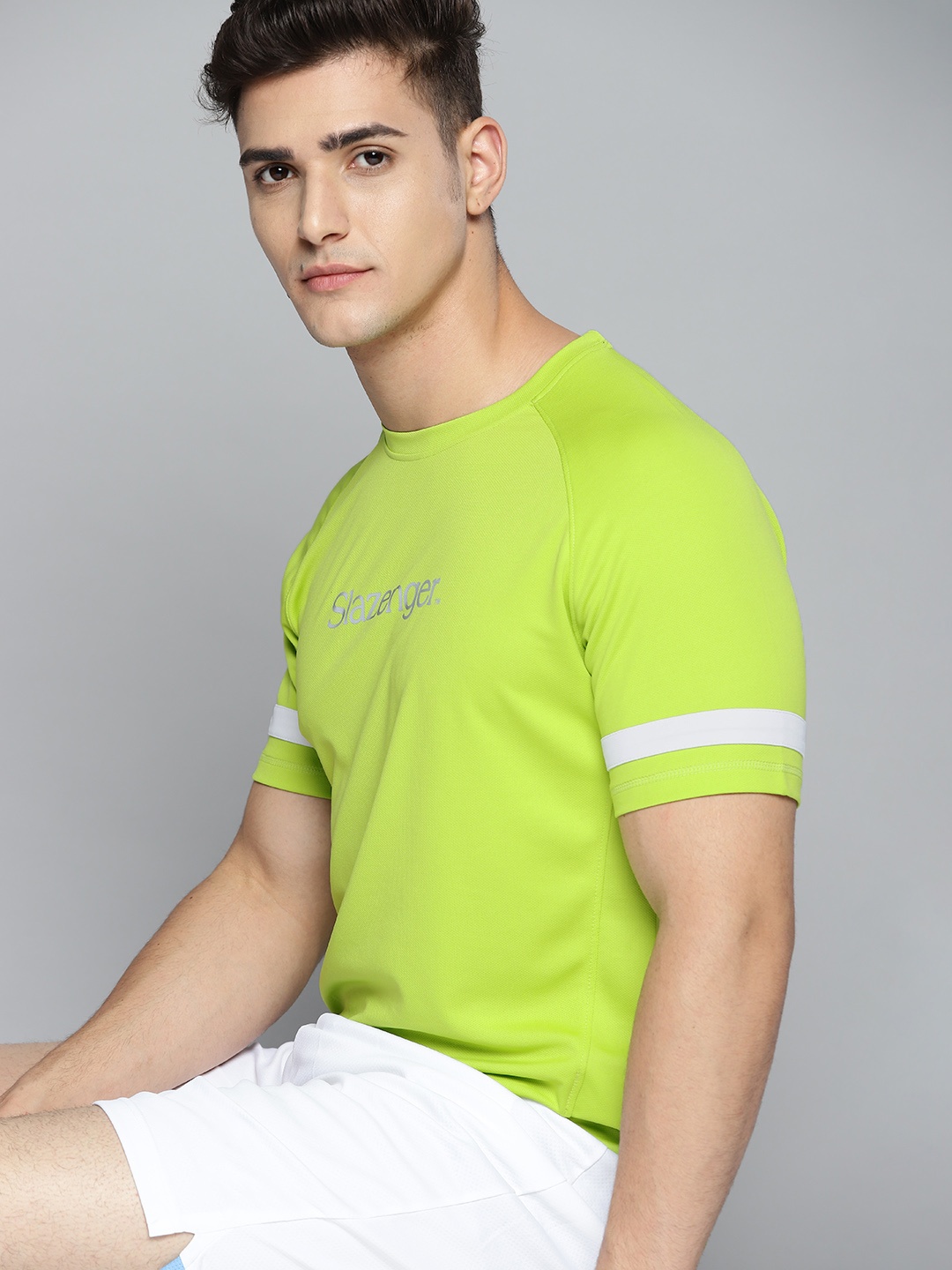 

Slazenger Men Fluorescent Green Brand Logo Printed T-shirt