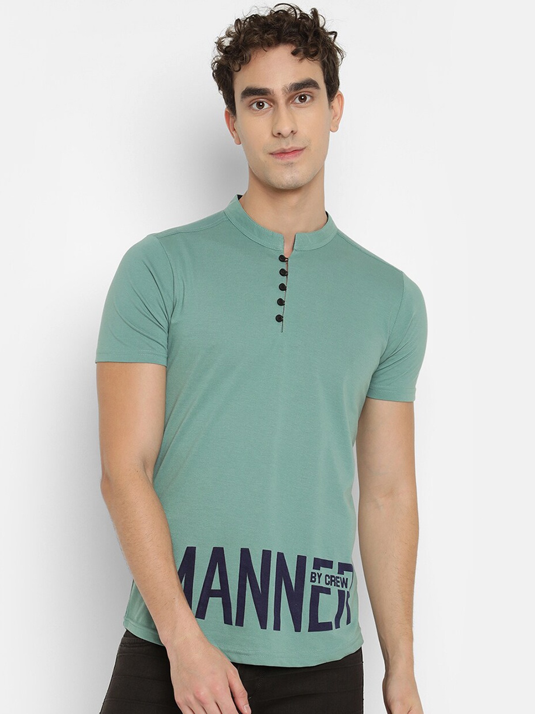 

V2 Value & Variety Men Green Printed Tshirt