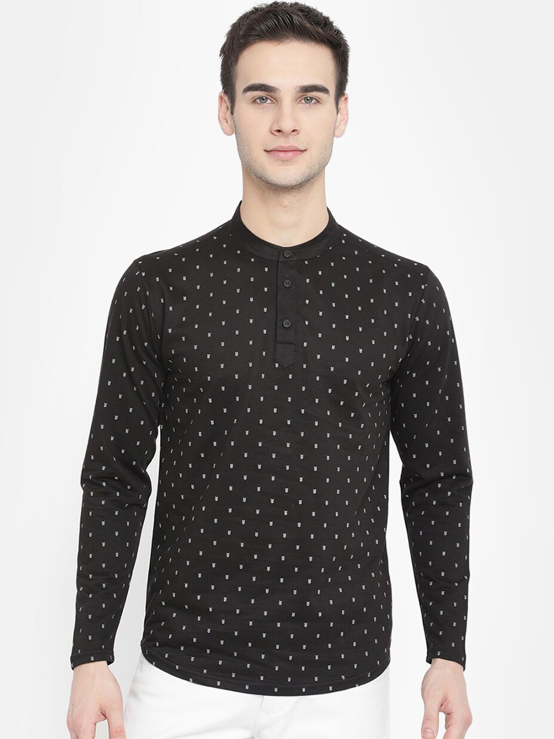 

V2 Value & Variety Men Black Geometric Kurta