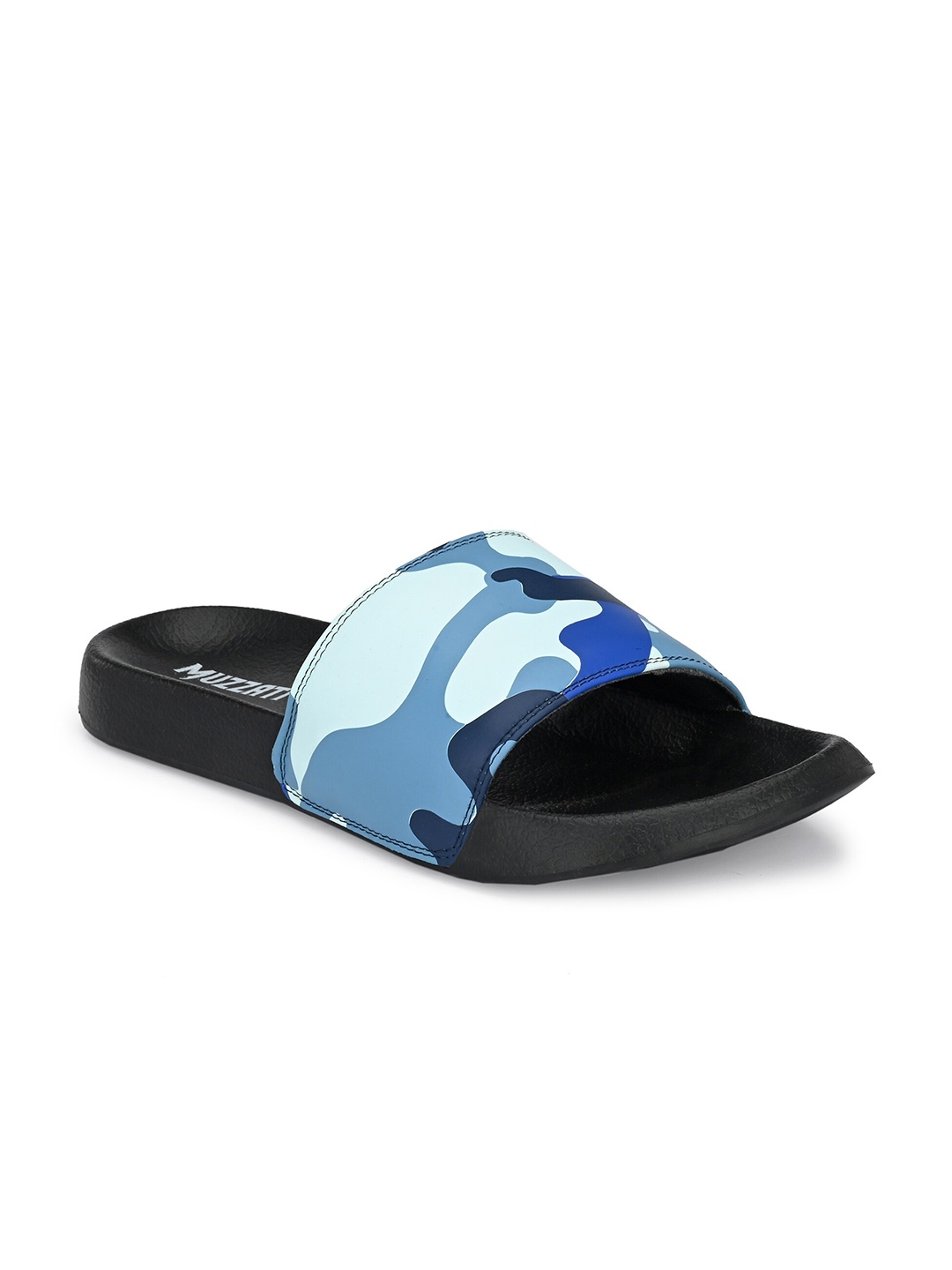 

MUZZATI Men Blue & Black Printed Sliders