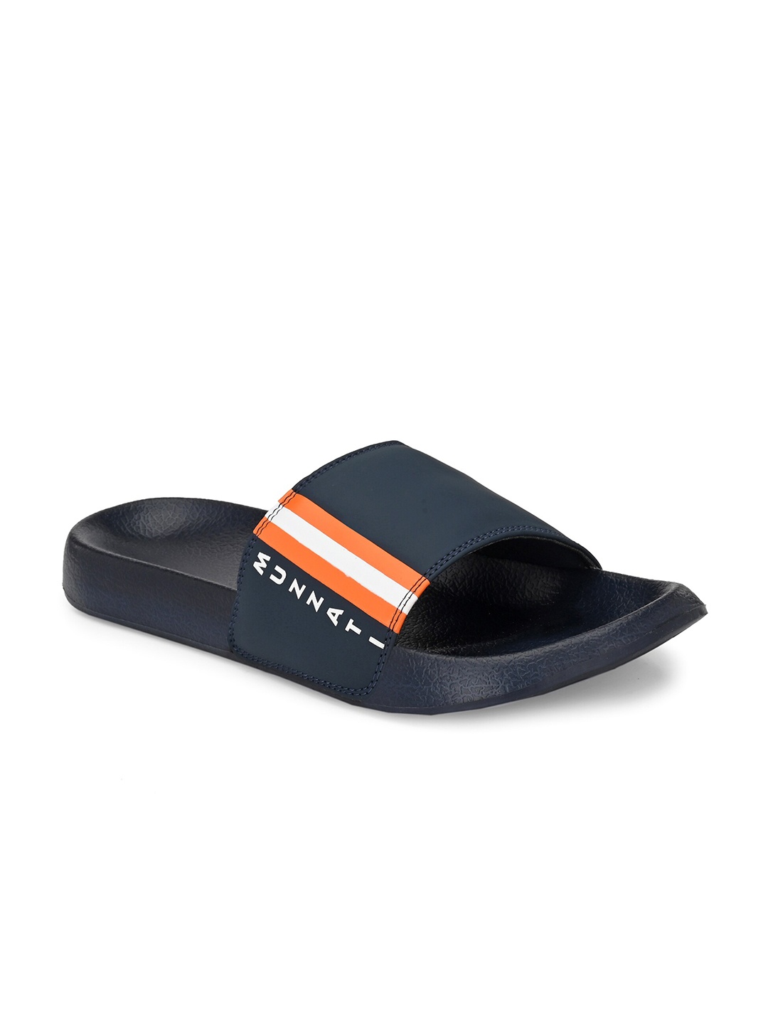 

MUZZATI Men Blue & Orange Striped Sliders