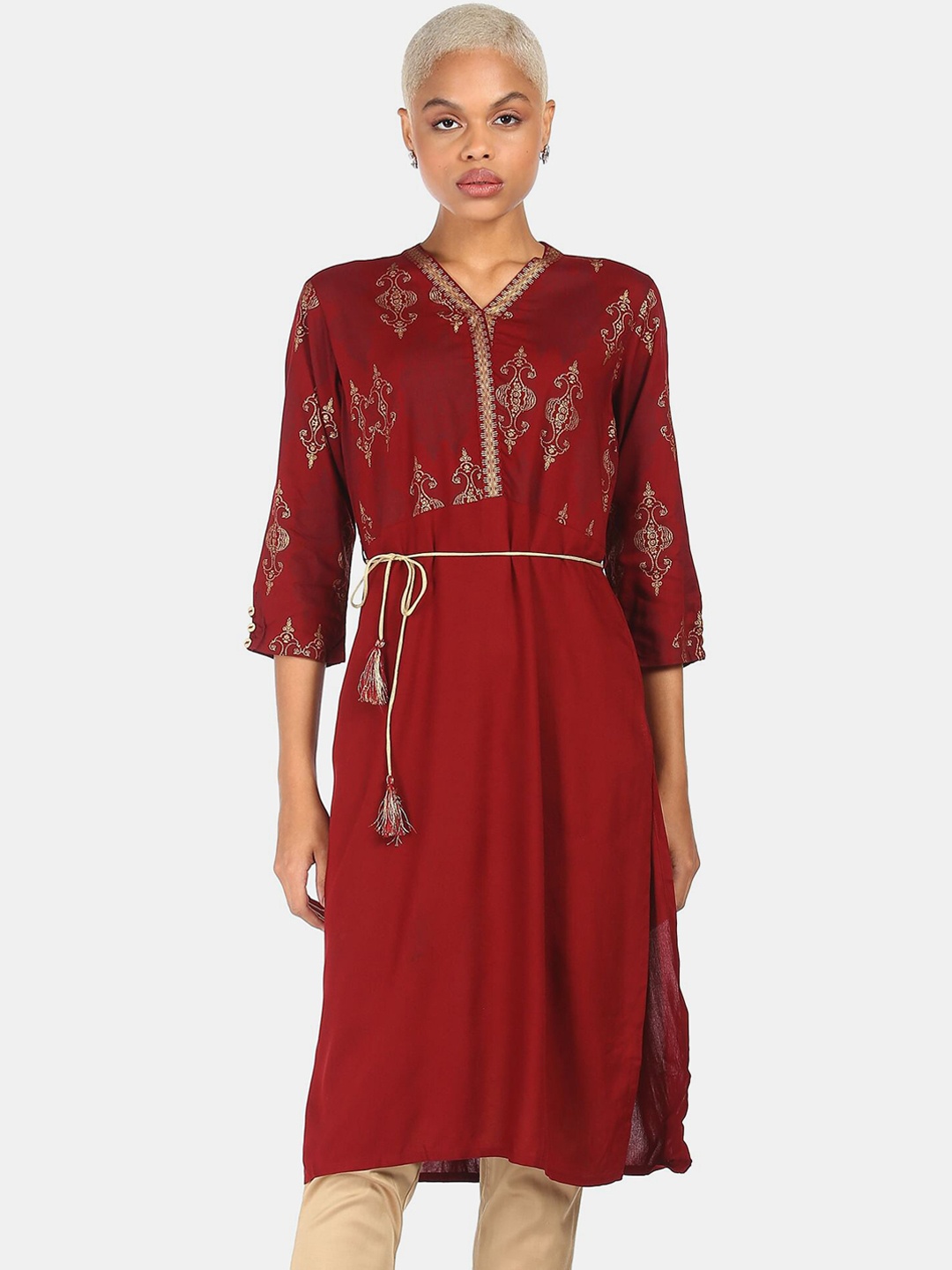 

Karigari Women Red Anarkali Kurta
