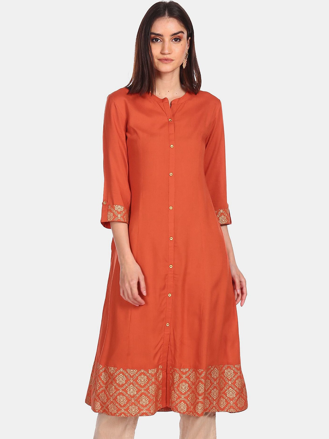 

Karigari Women Brown Thread Work Anarkali Kurta