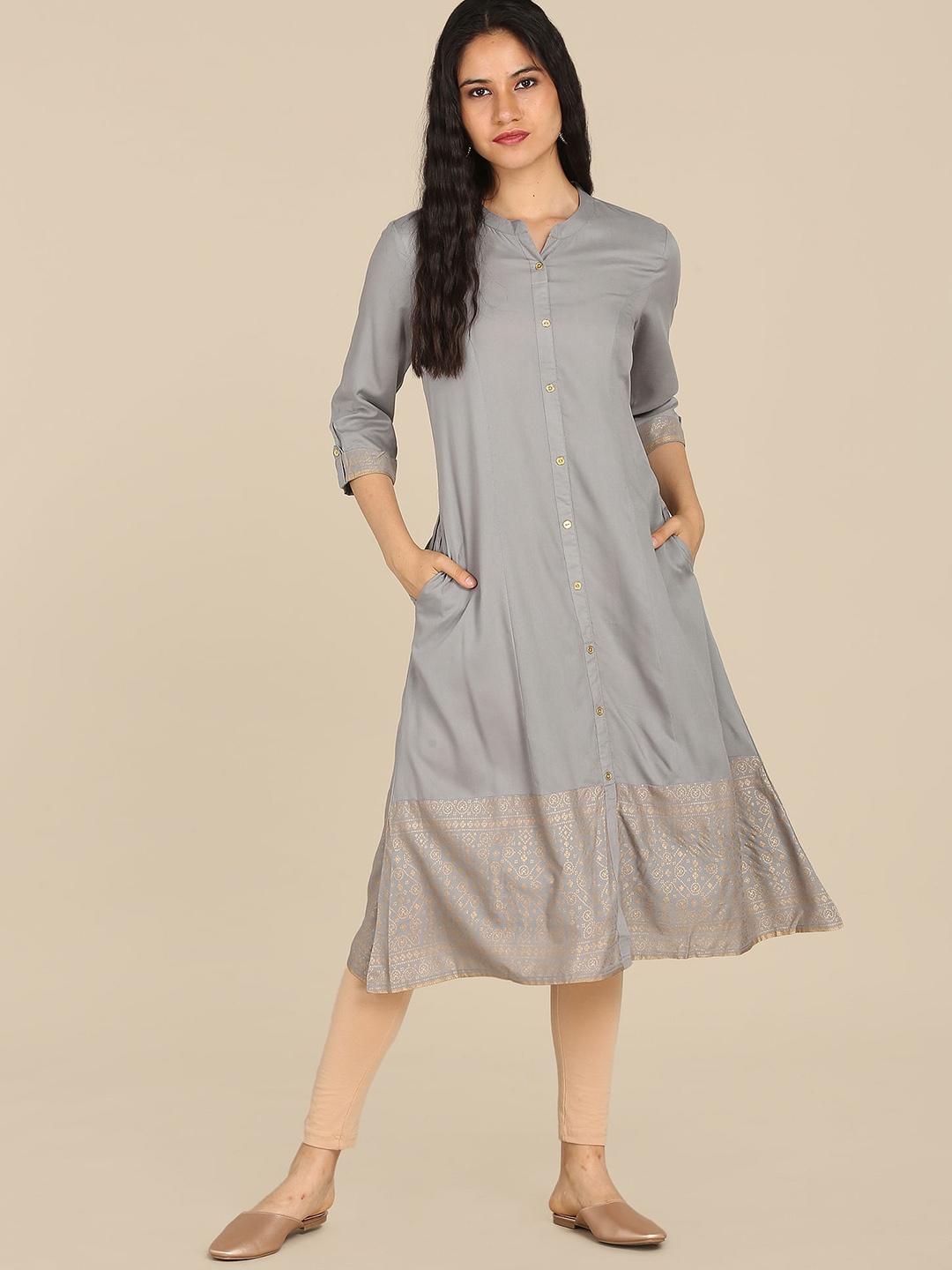 

Karigari Women Grey Anarkali Kurta