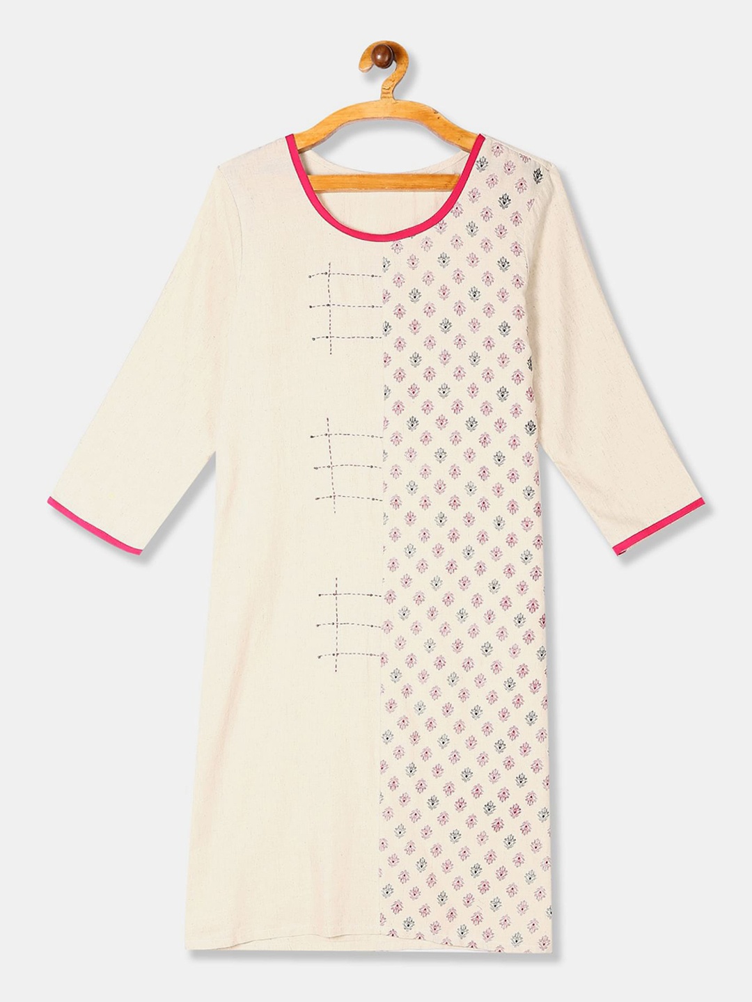 

Karigari Women White Cut And Sew Panel Kurta