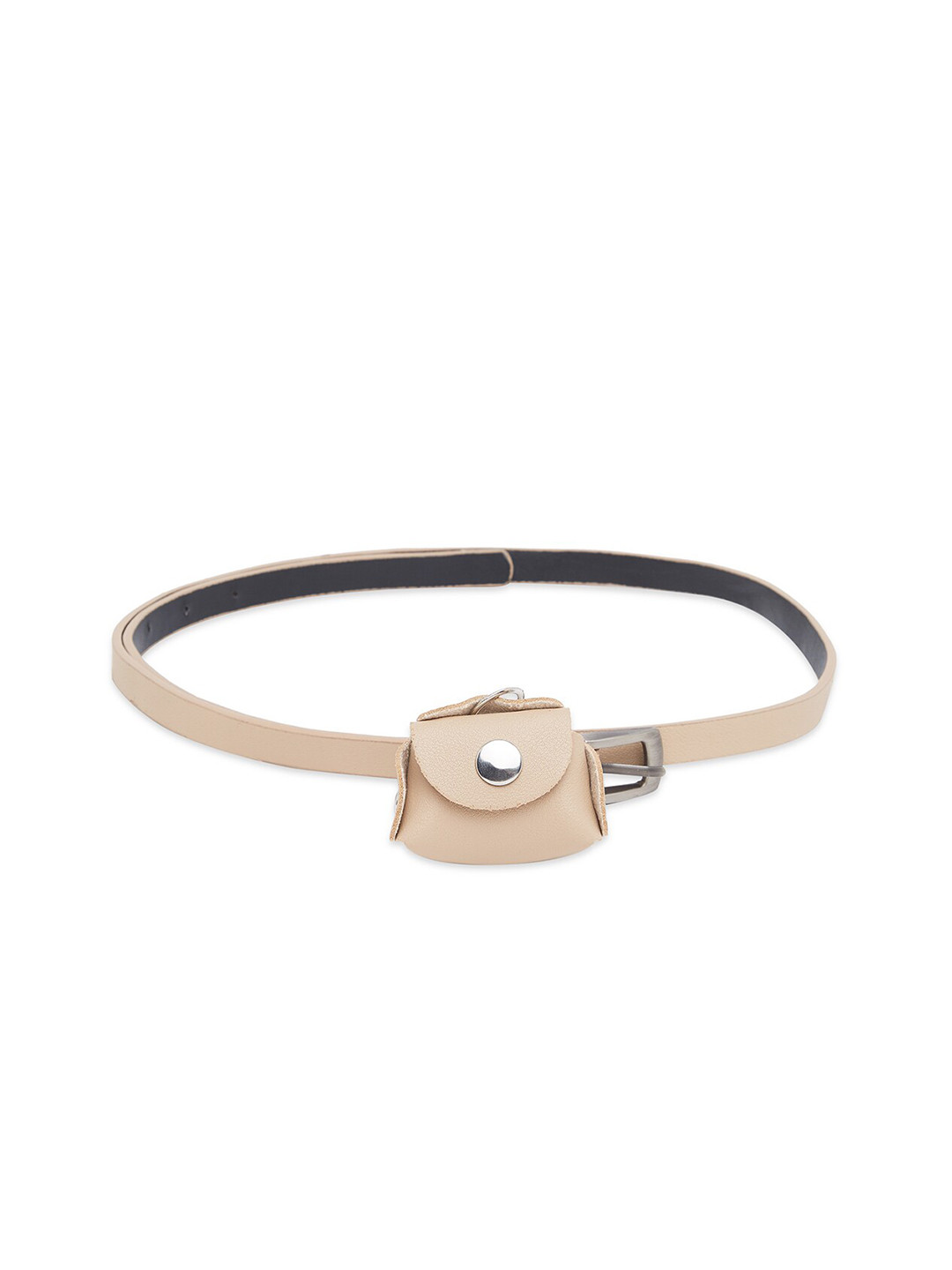 

20Dresses Women Beige Solid Belt with Detachable Mini Pouch