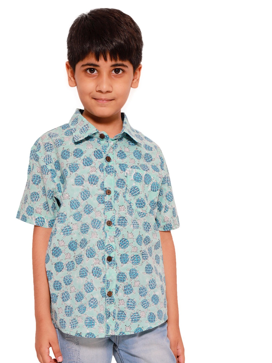 

My Little Lambs Boys Blue Classic Floral Printed Casual Shirt