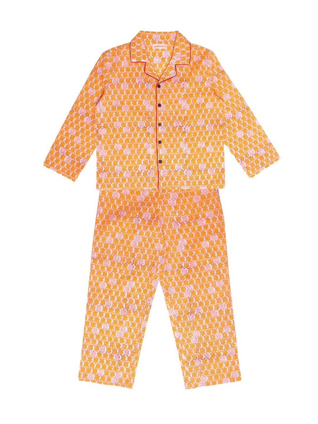 

My Little Lambs Kids Yellow & Red Printed Pure Cotton Night suit