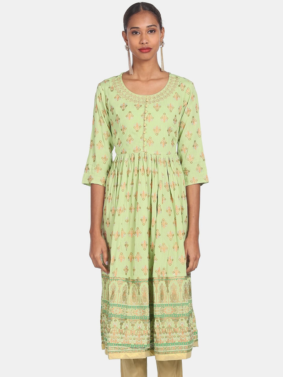 

Anahi Women Green Ethnic Motifs Printed Kurta