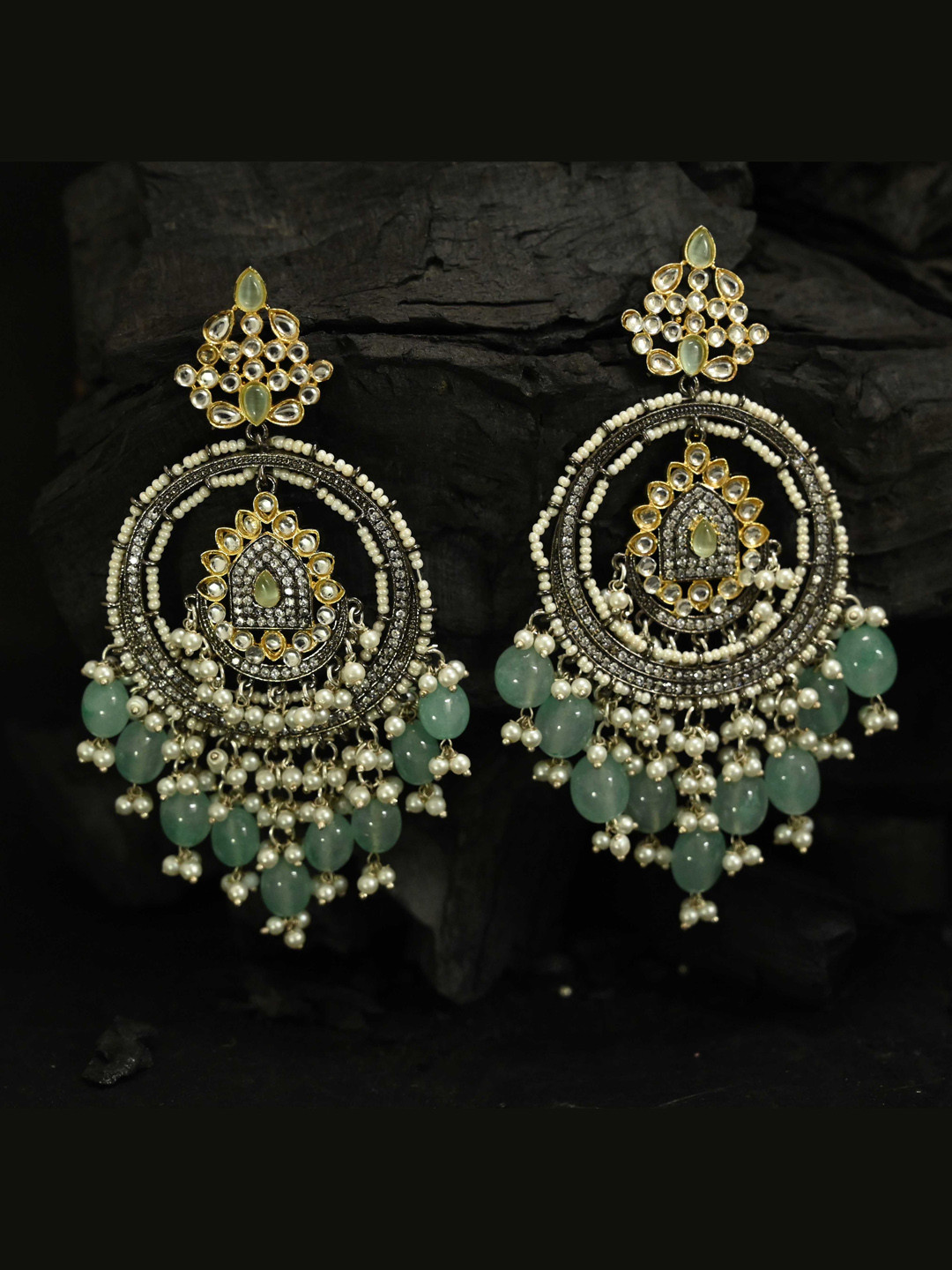 

justpeachy Silver Plated Contemporary Chandbalis Earrings