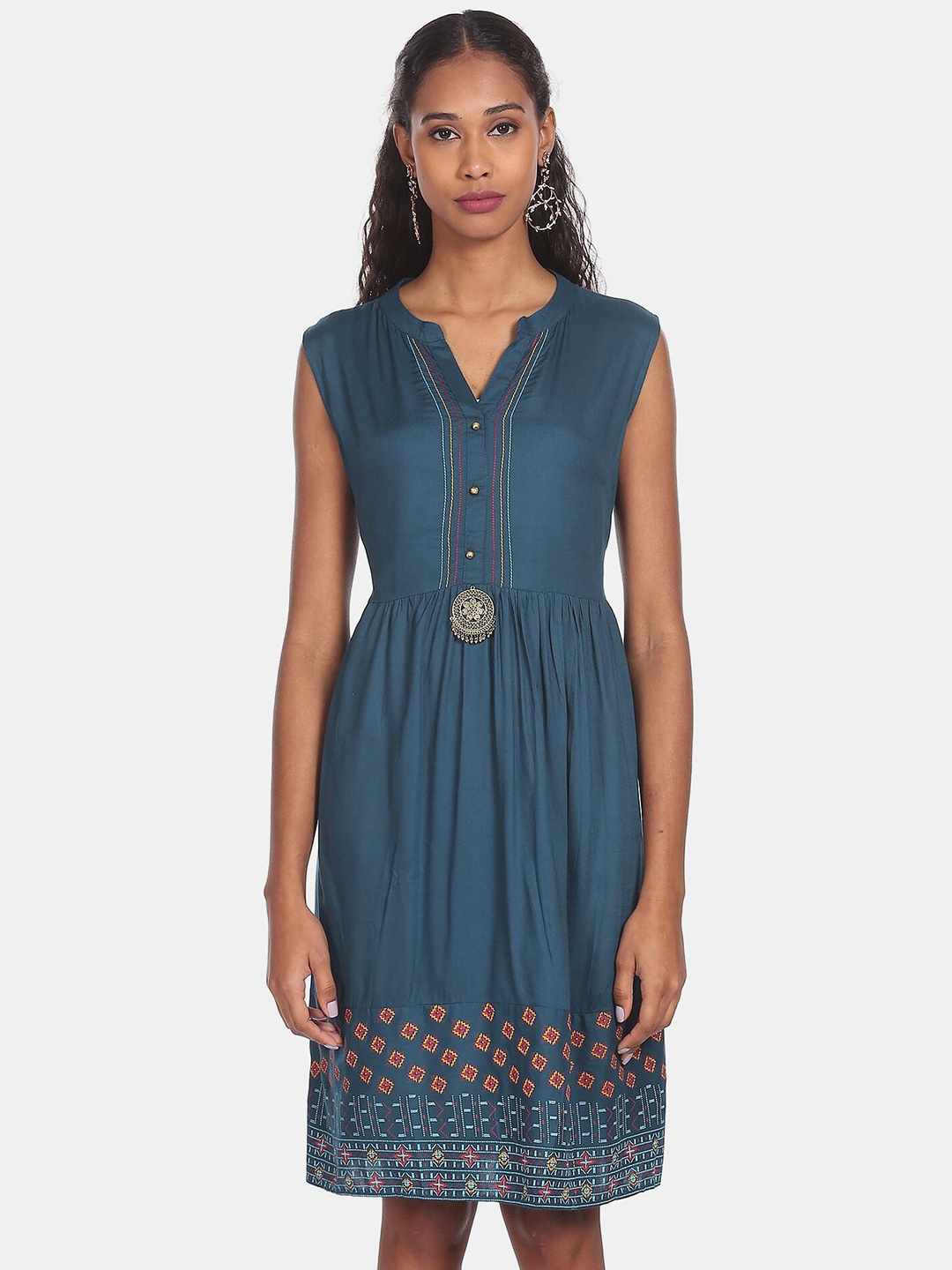 

Karigari Blue Printed Dress
