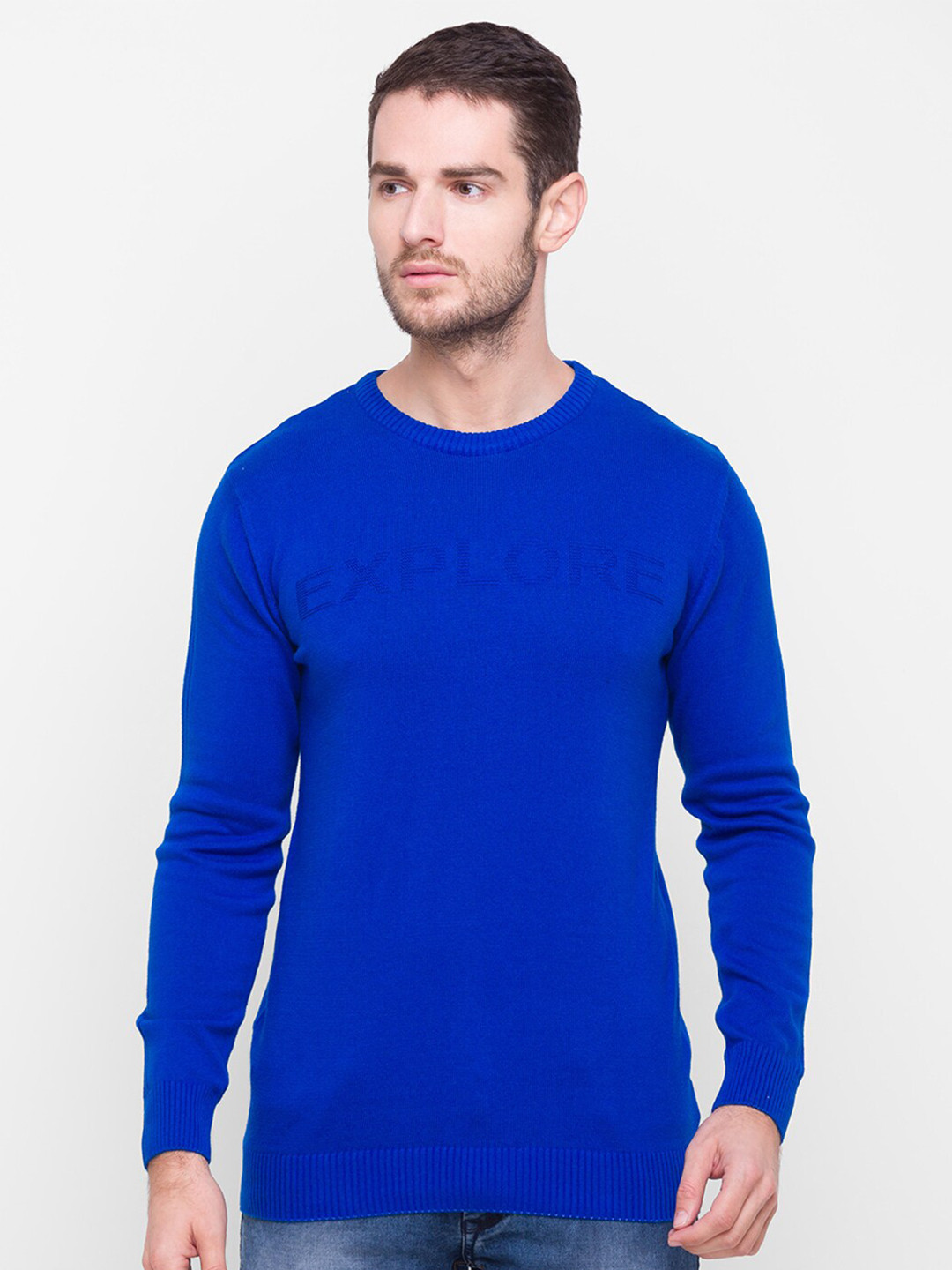 

Globus Men Blue Typography Printed T-shirt