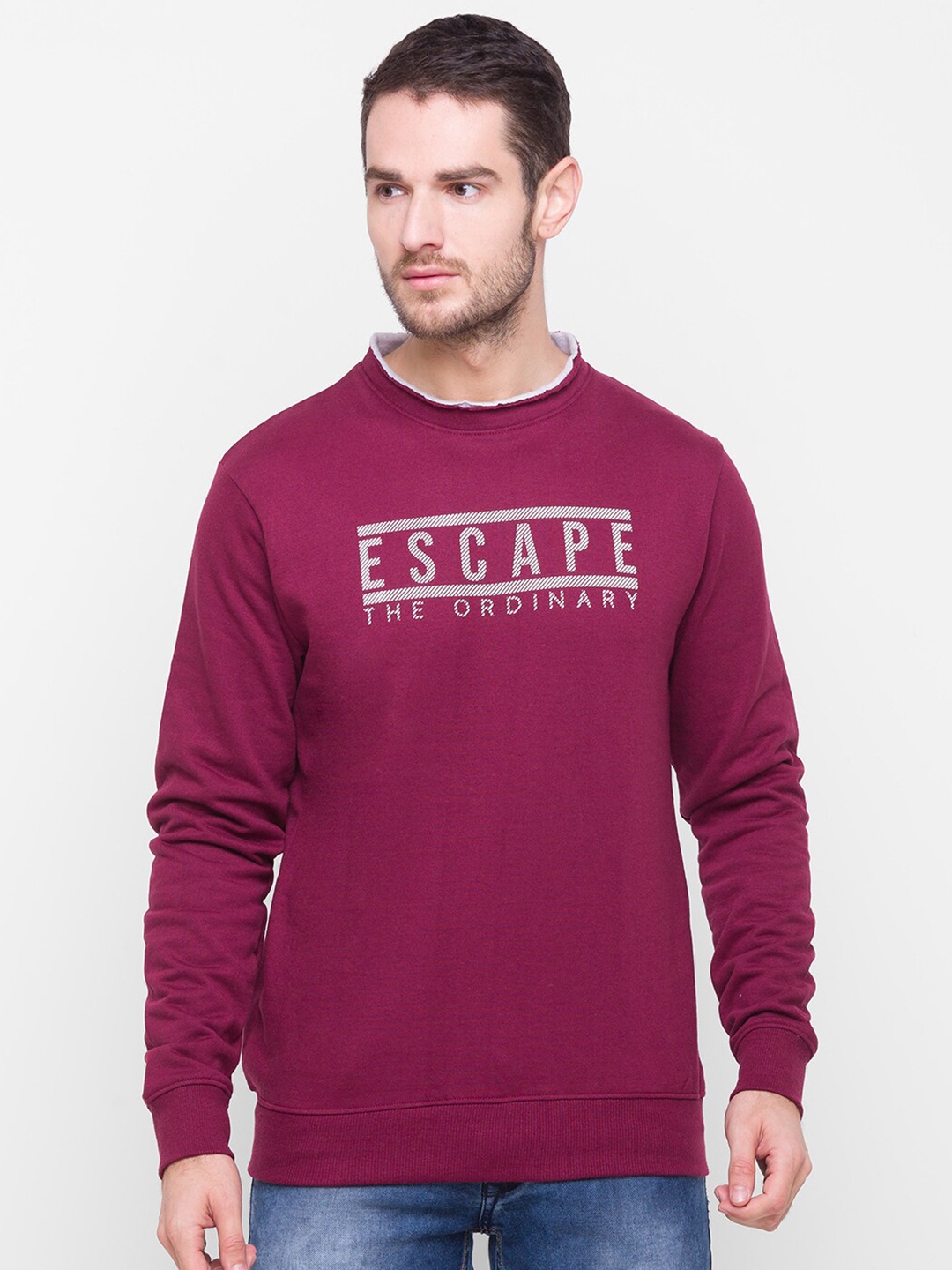

Globus Men Maroon Printed Sweatshirt