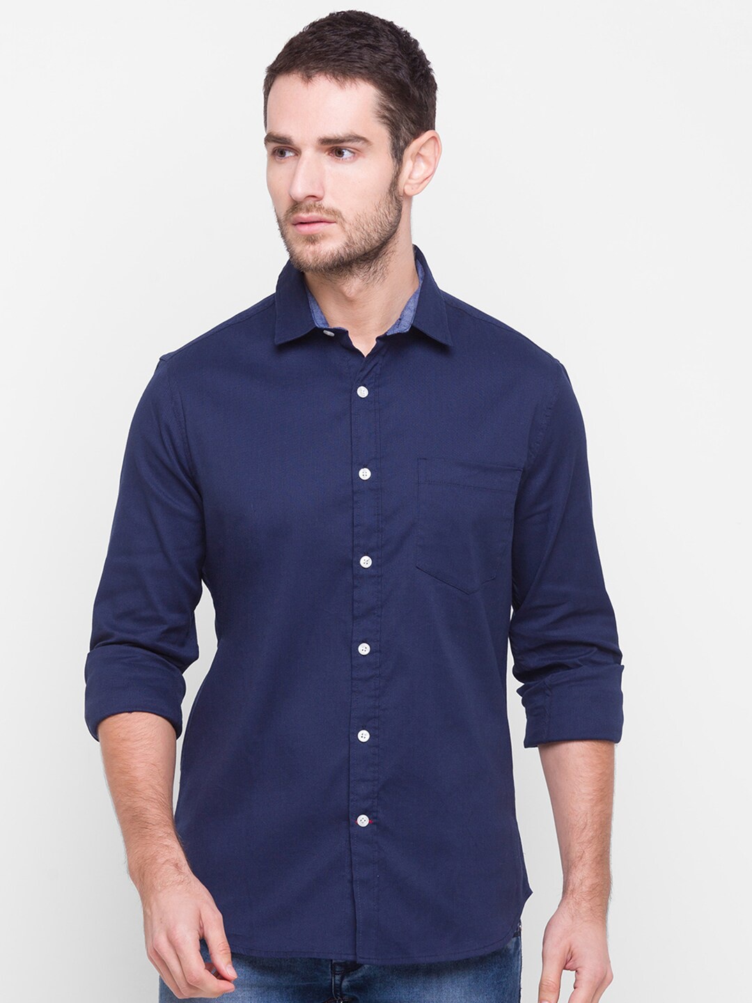 

Globus Men Navy Blue Casual Shirt