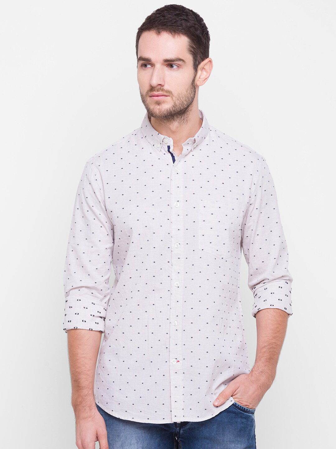 

Globus Men Beige Printed Casual Shirt