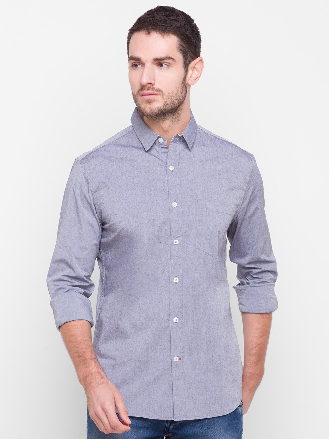 

Globus Men Grey Casual Shirt