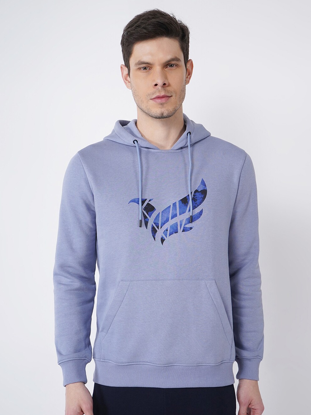 

Blackberrys Men Blue Solid Hooded Sweatshirt