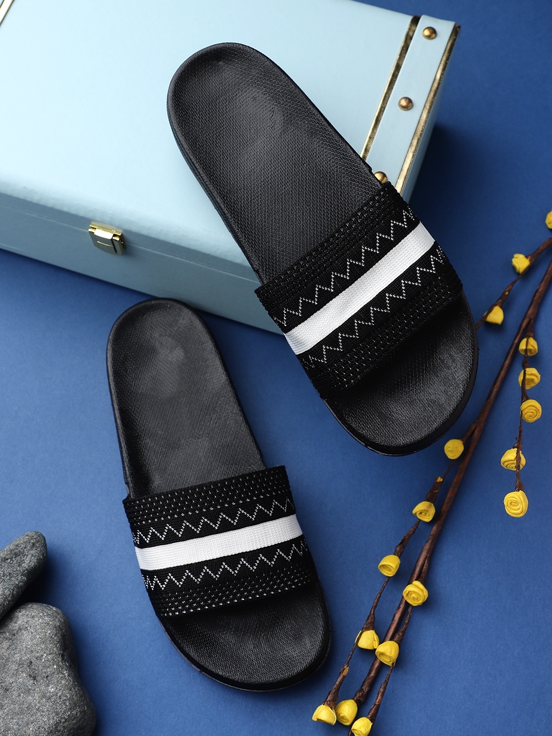 

Pampy Angel Women Black Striped Sliders