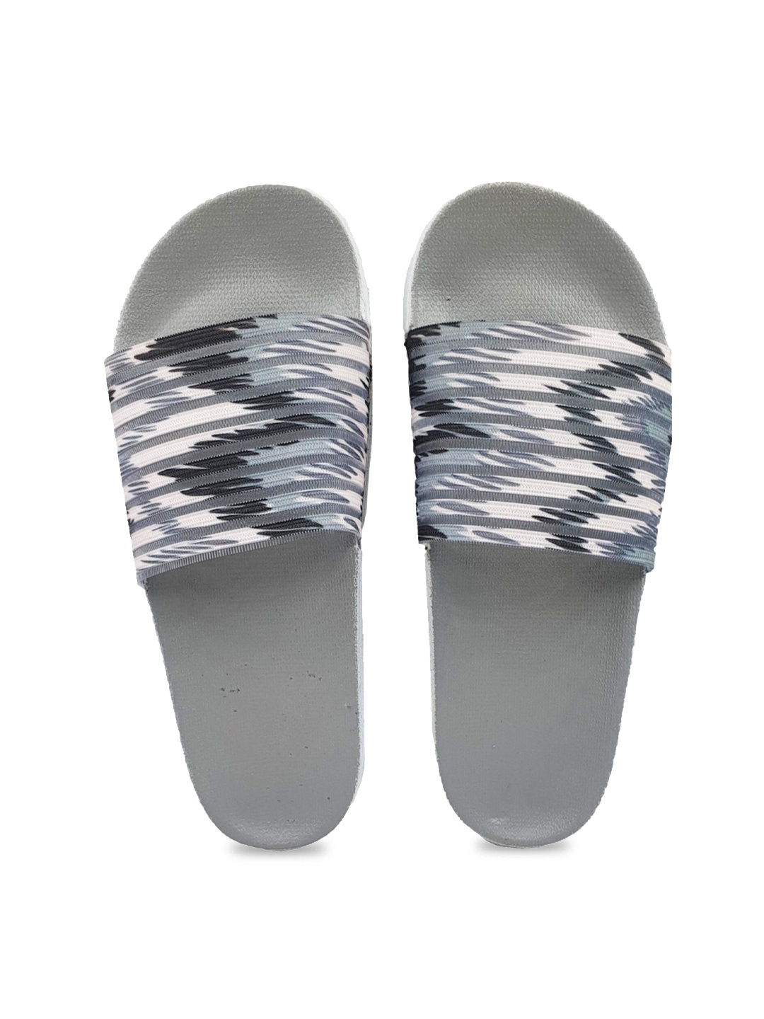

Pampy Angel Women Grey & White Striped Rubber Sliders