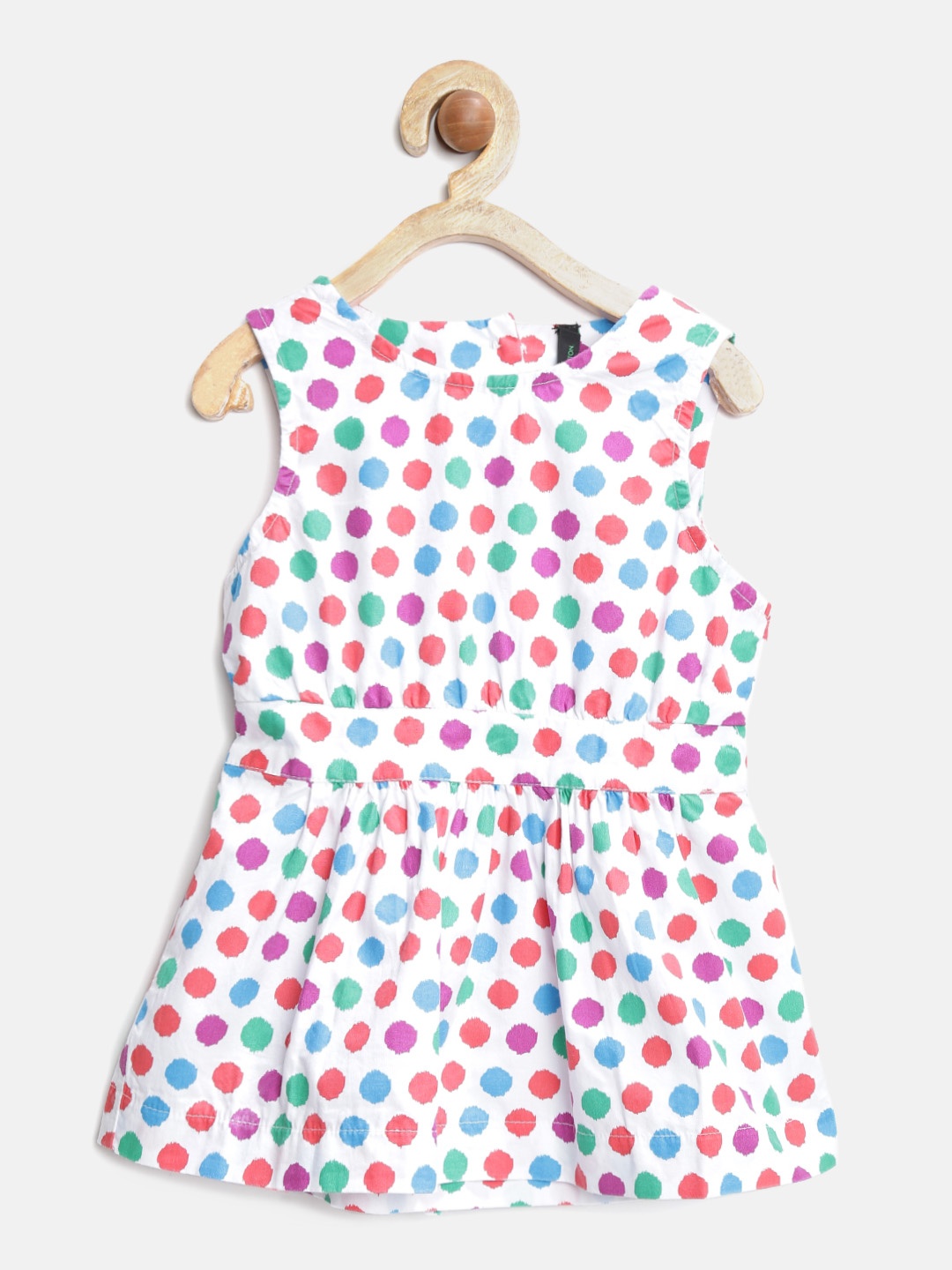 

United Colors of Benetton Girls Multicoloured Polka Dot Print Fit & Flare Dress, Multi