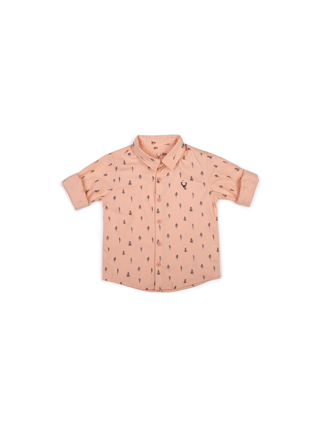 

Allen Solly Junior Boys Peach-Coloured Printed Pure Cotton Casual Shirt