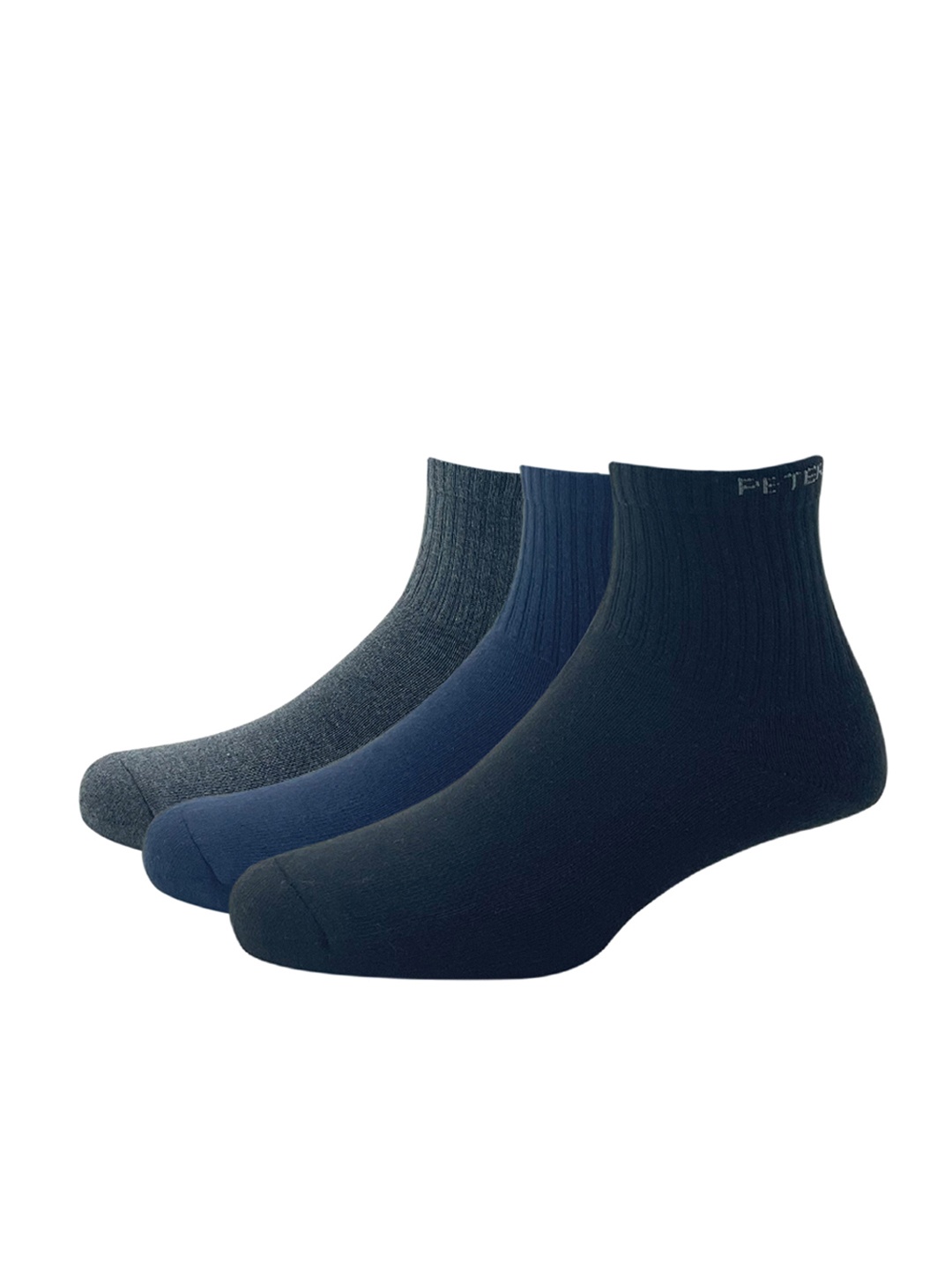 

Peter England Men Pack Of 3 Solid Above Ankle Length Socks, Black