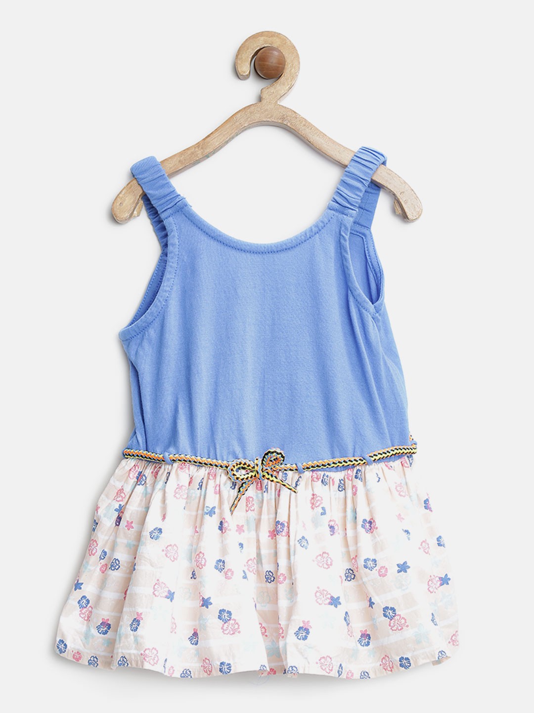 

United Colors of Benetton Girls Blue Printed Fit & Flare Dress