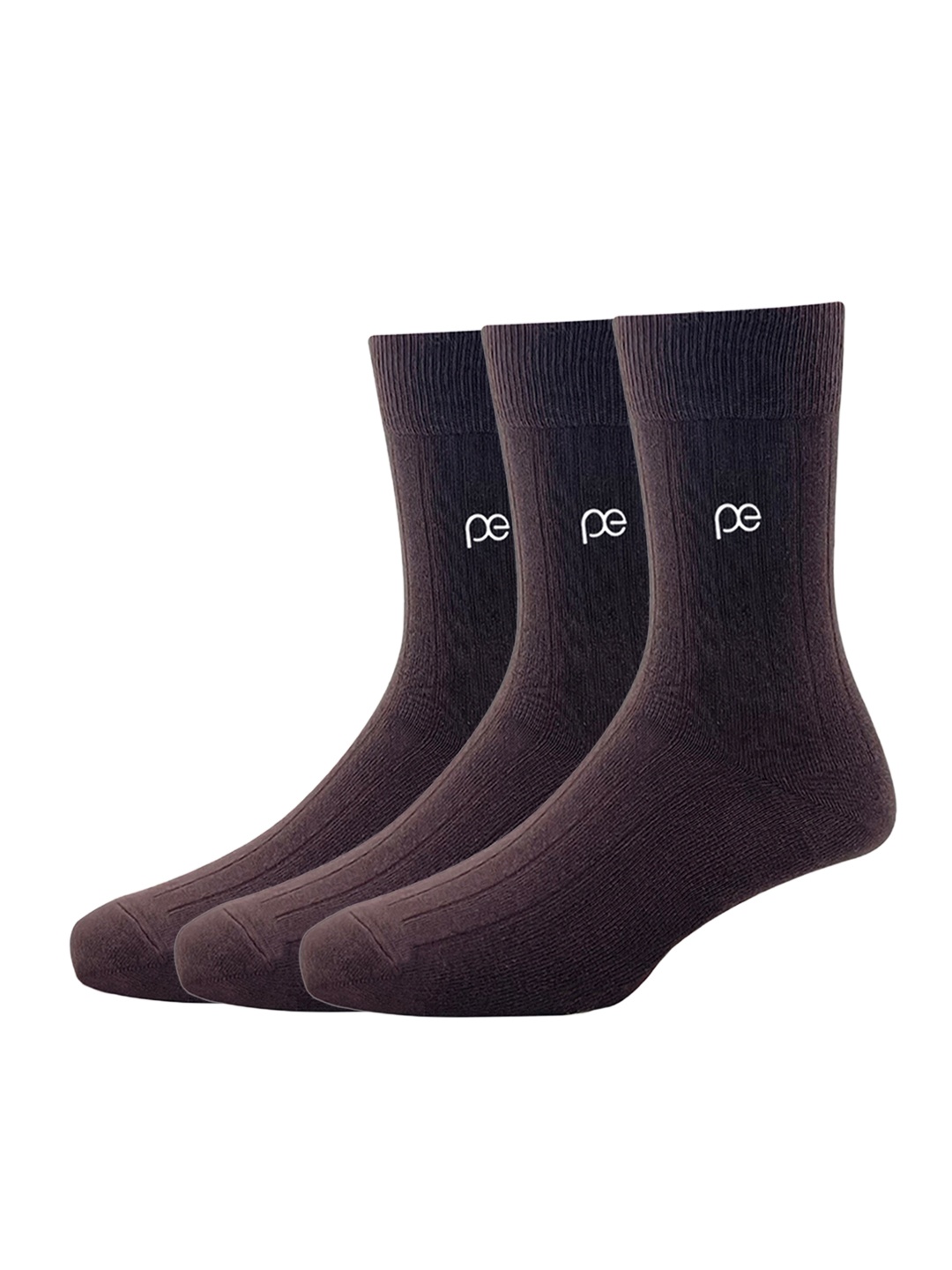 

Peter England Men Pack of 3 Brown Calf Length Socks