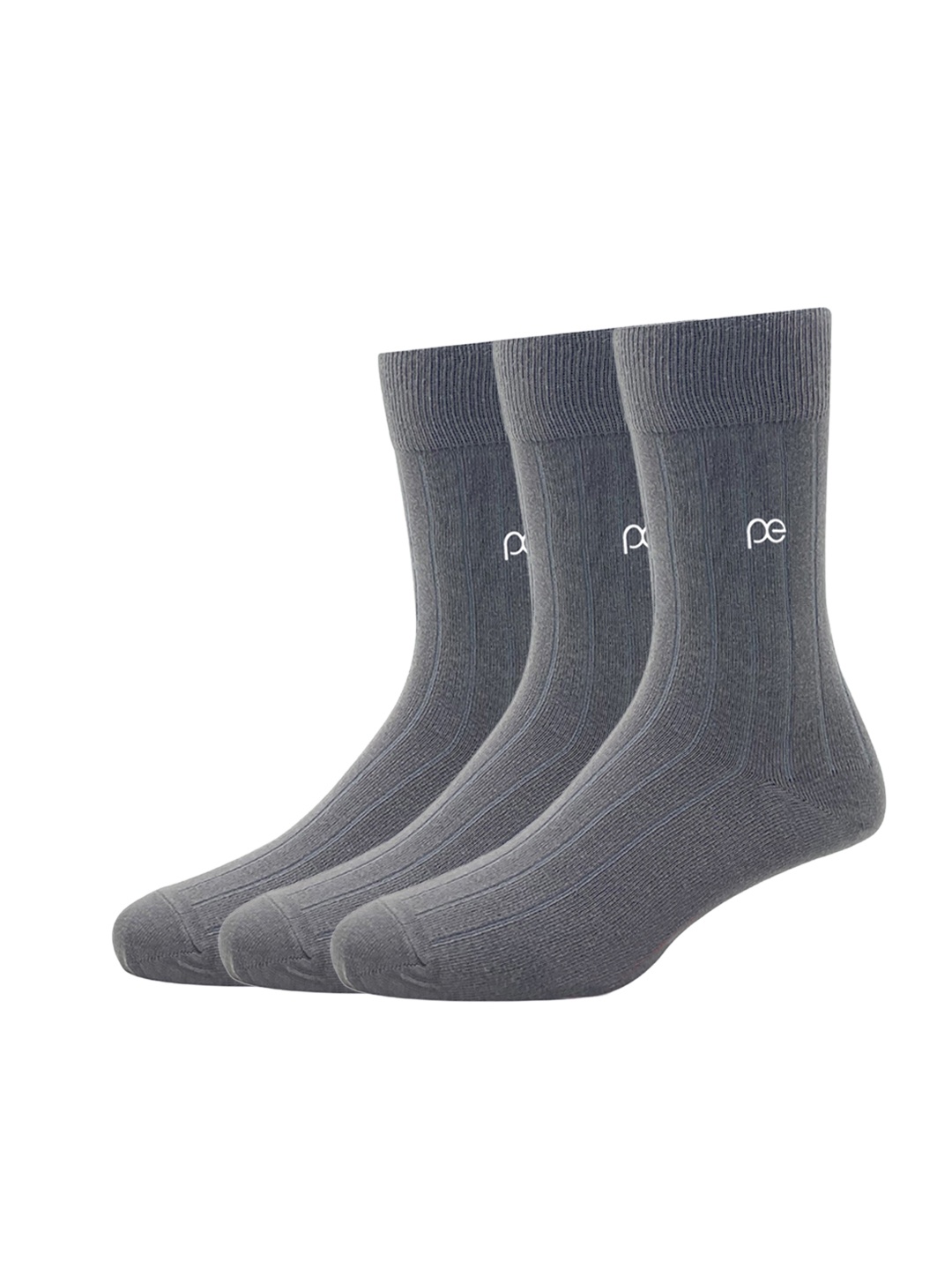 

Peter England Men Pack of 3 Calf Length Socks, Grey